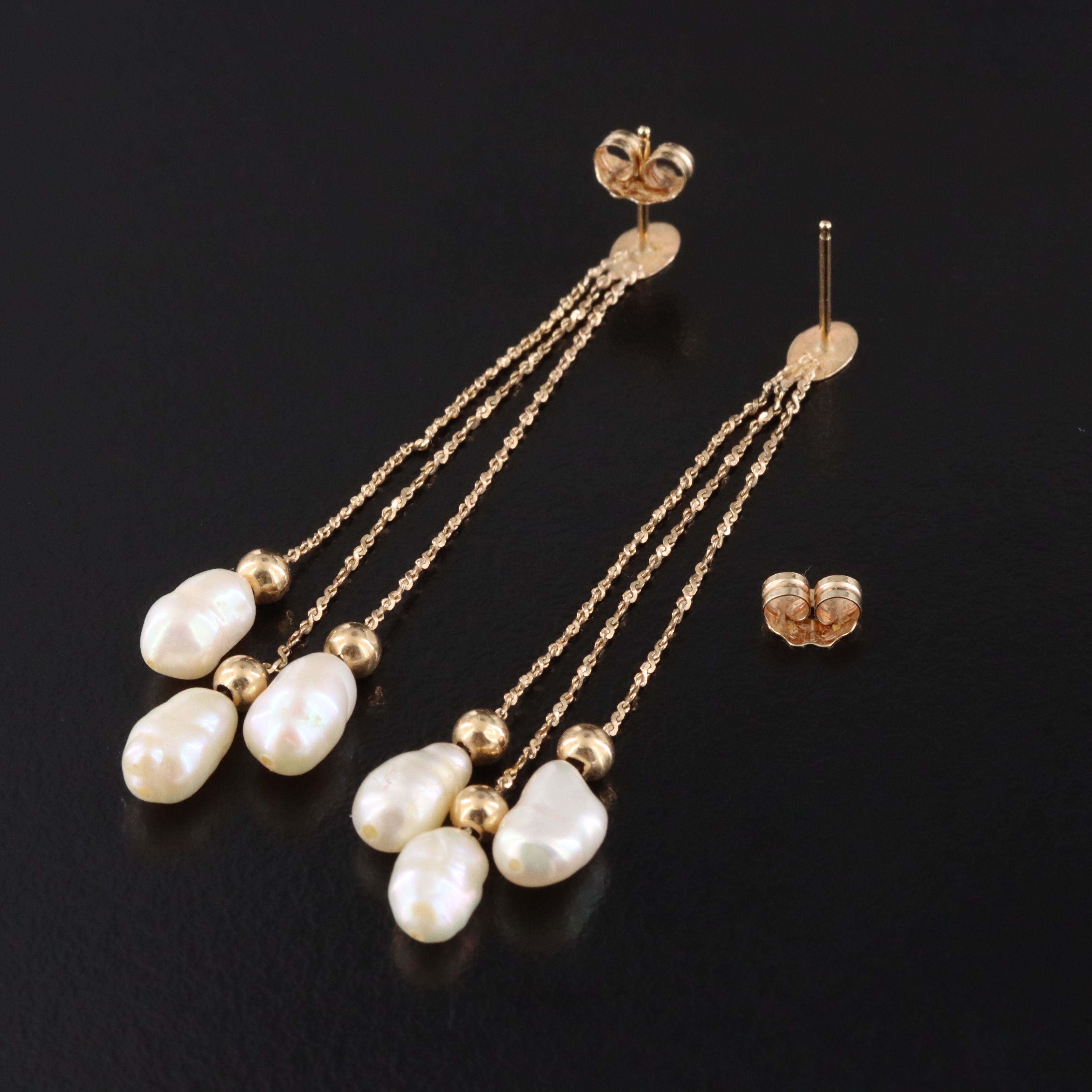 14K Baroque Pearl Fringe Earrings