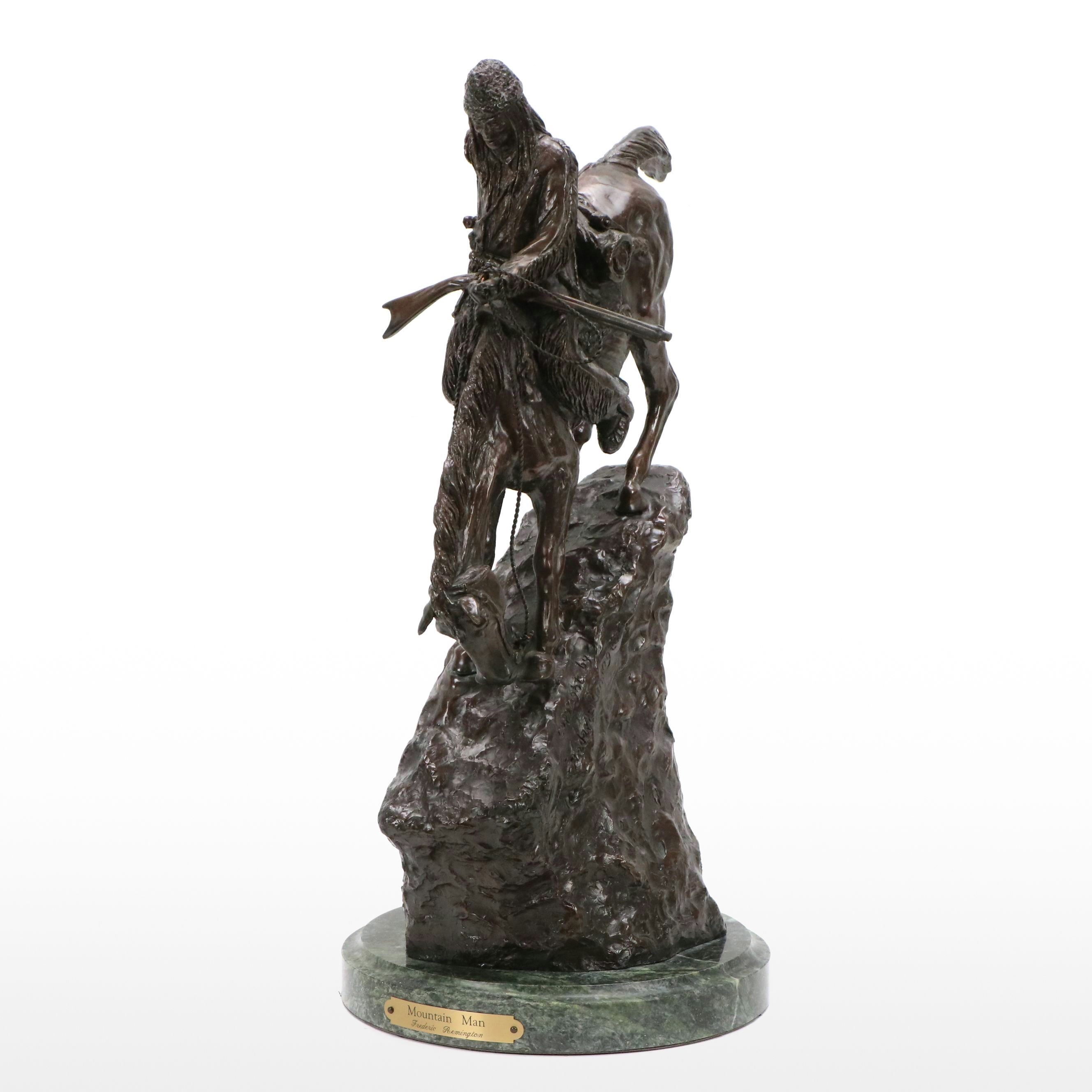 Patinated Bronze Sculpture After Frederic Remington "Mountain Man"
