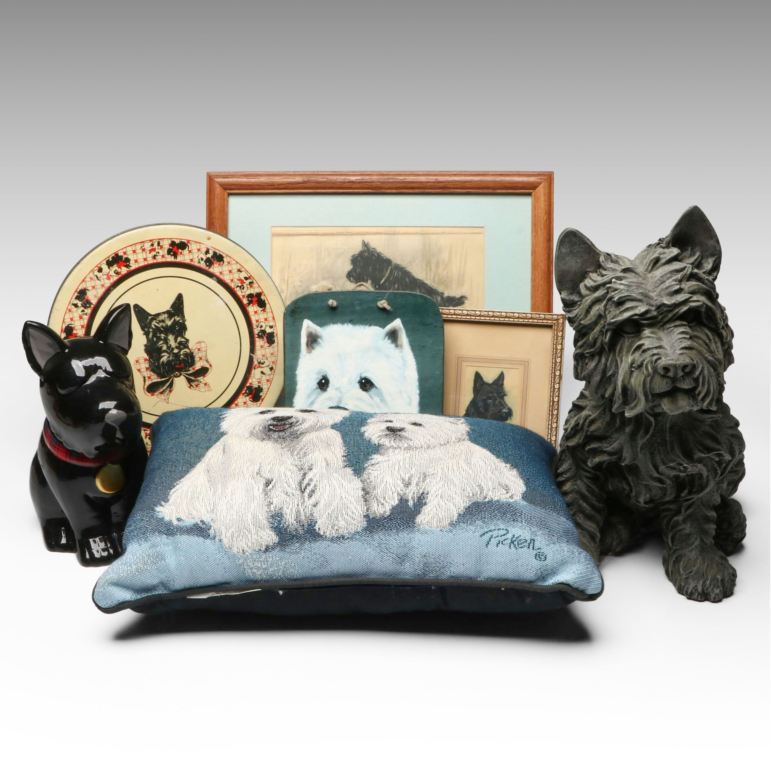 Design Studio Ceramic Dog Canister with Picken Pillow and More
