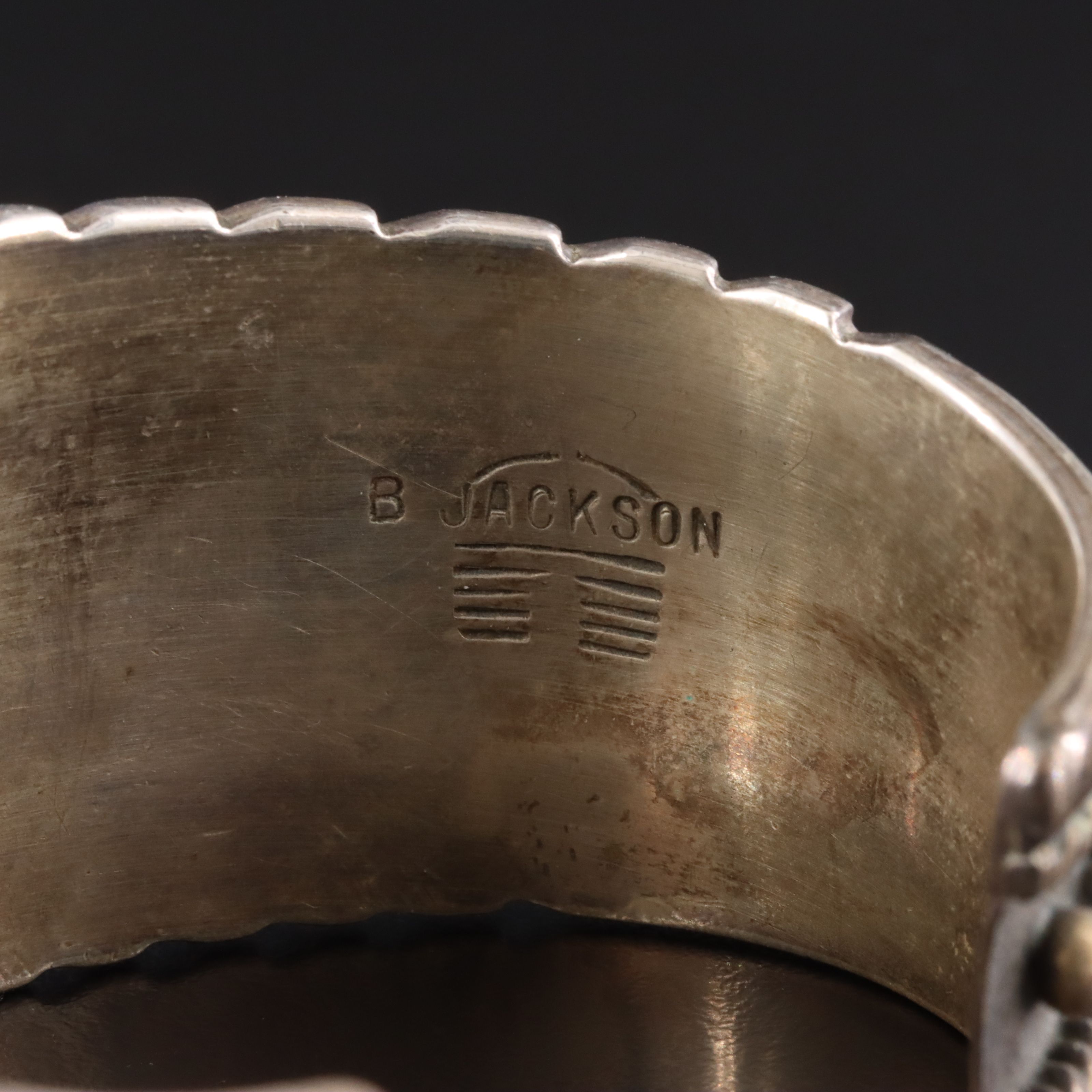 Vintage Southwestern Signed Sterling Turquoise Cuff Bracelet