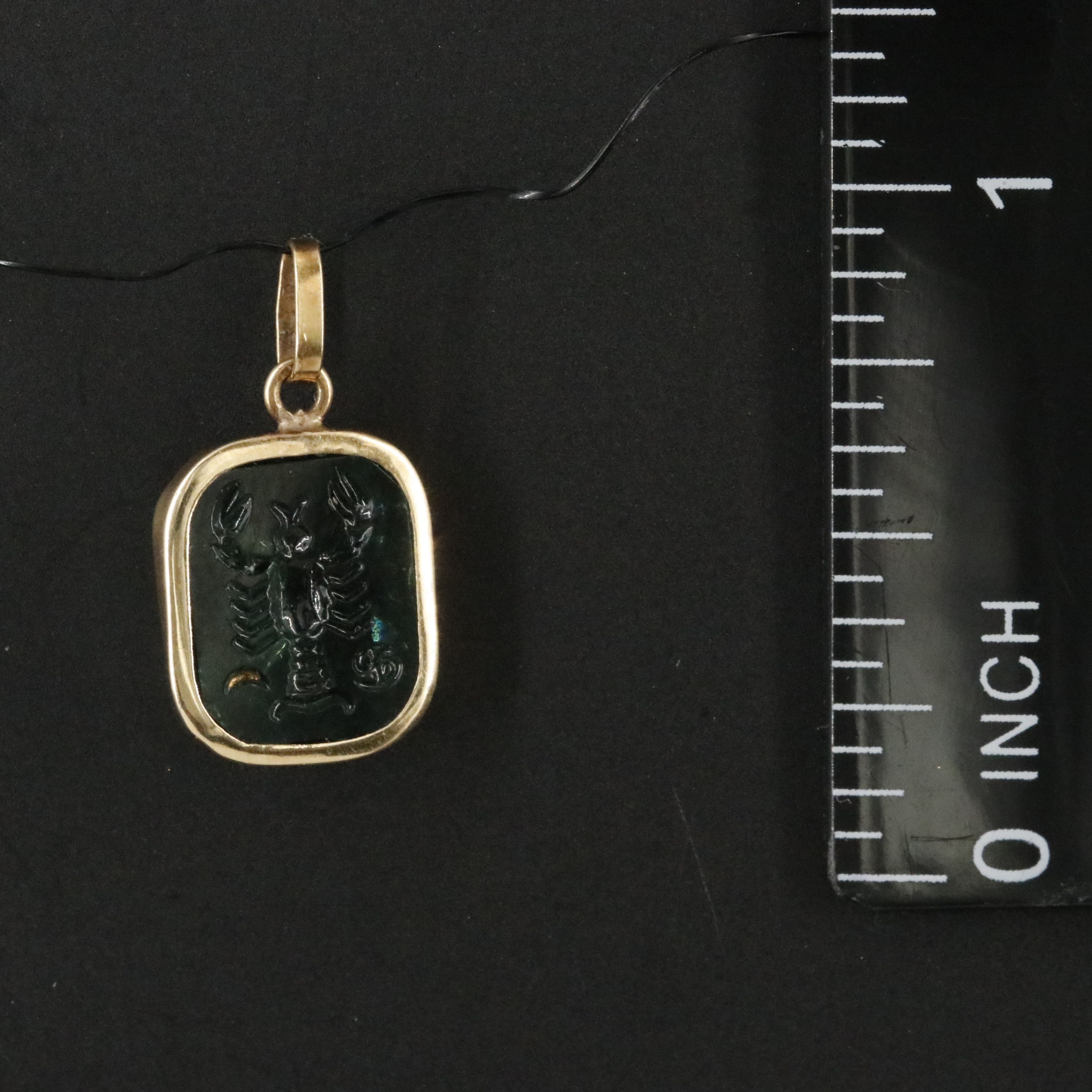 14K Intaglio Cancer Zodiac Pendant