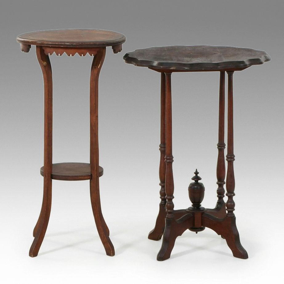 Eastlake and Victorian Style Wooden Pedestal Tables, Early 20th Century
