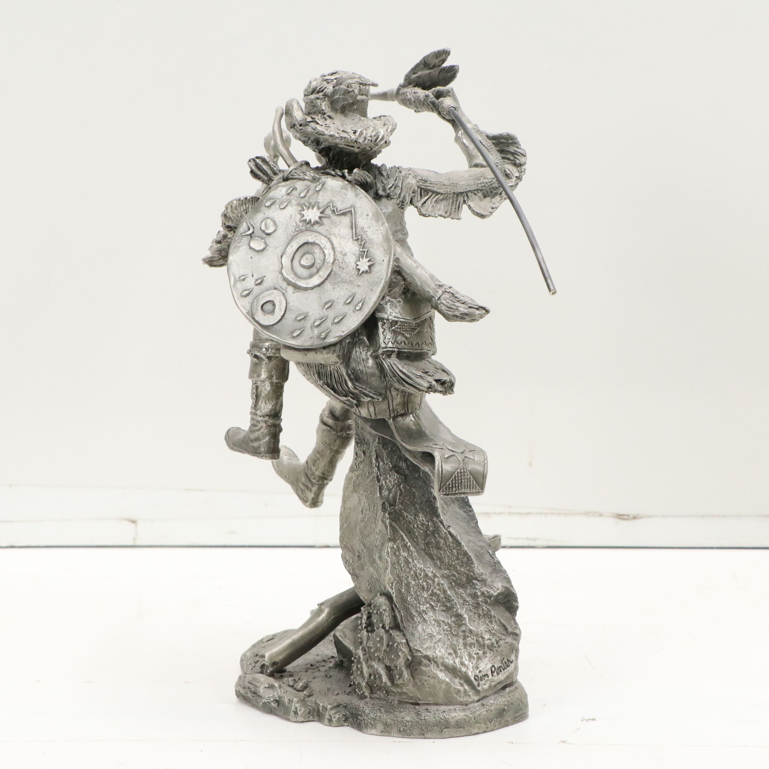 Jim Ponter Cast Fine Pewter Sculpture "Apache Raider," 1990
