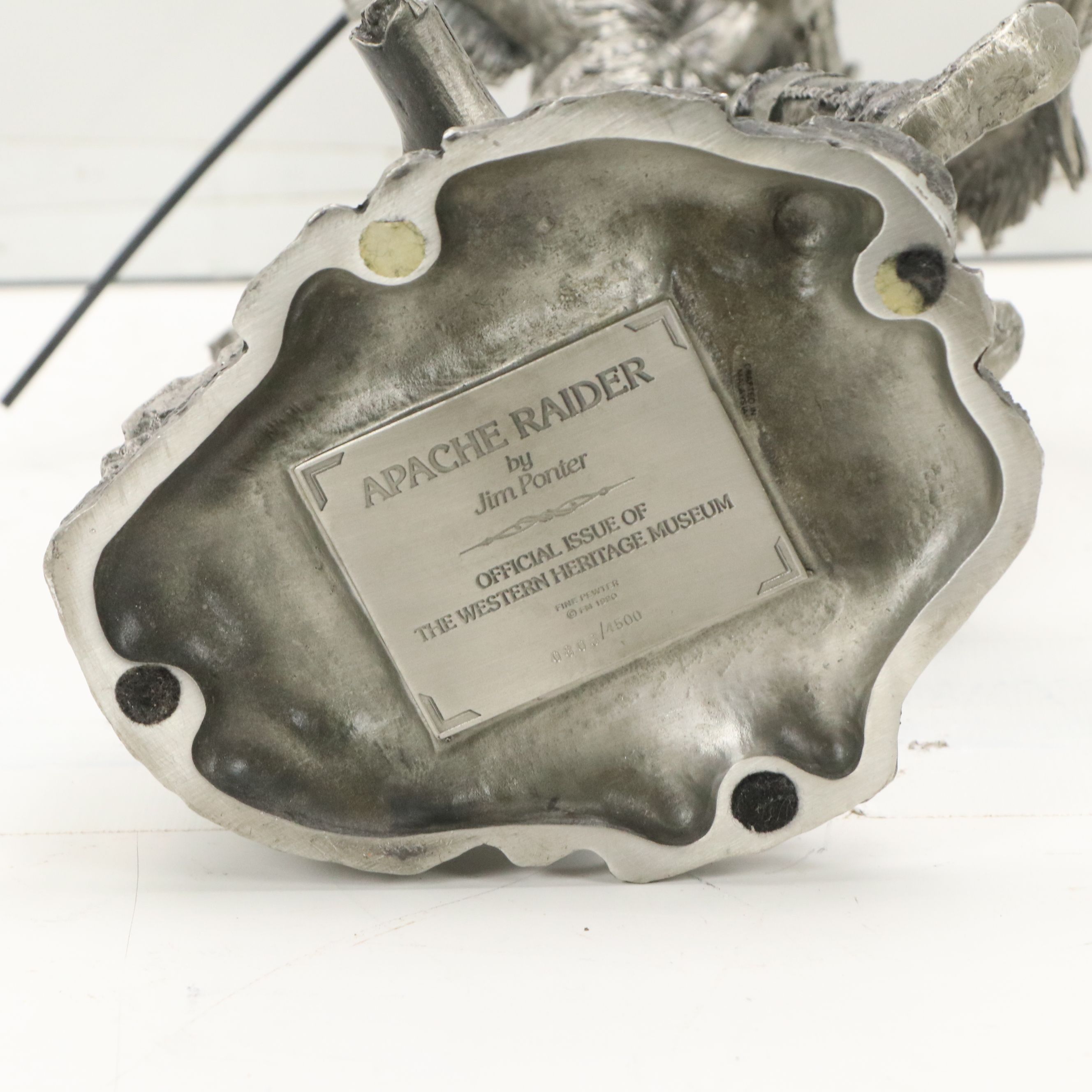 Jim Ponter Cast Fine Pewter Sculpture "Apache Raider," 1990