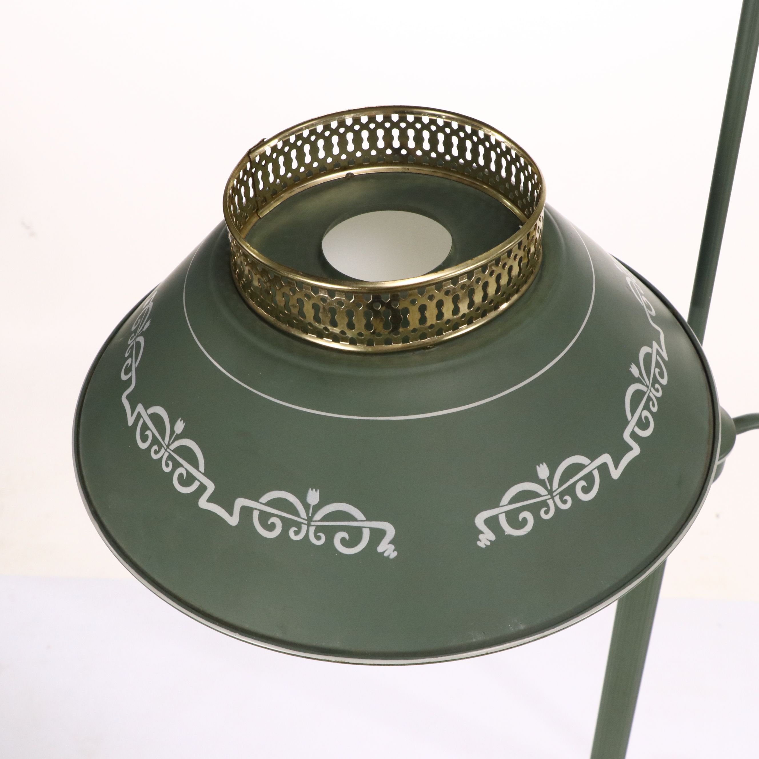 Vintage Floral Green Toleware Floor Lamps