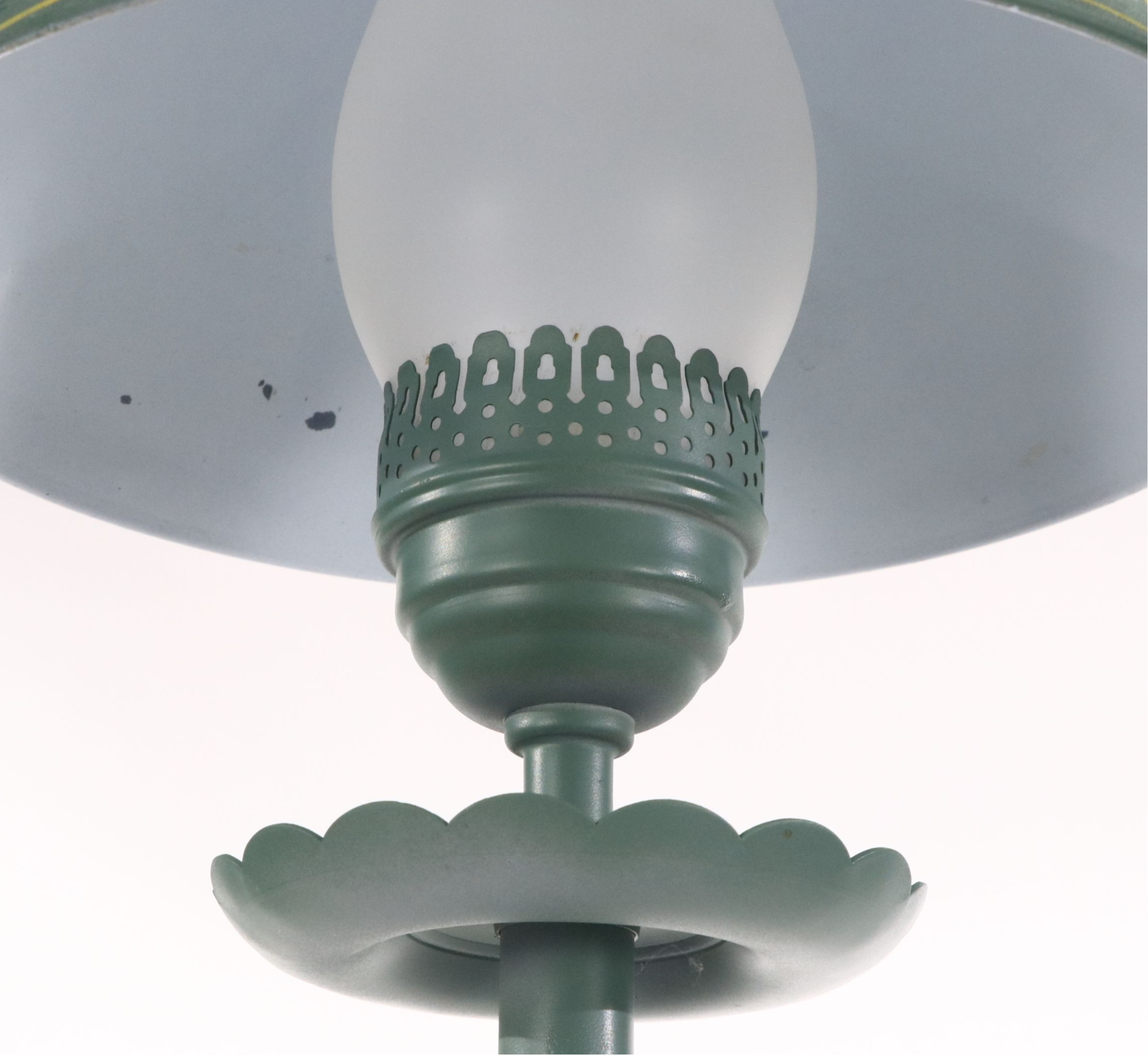 Vintage Floral Green Toleware Floor Lamps