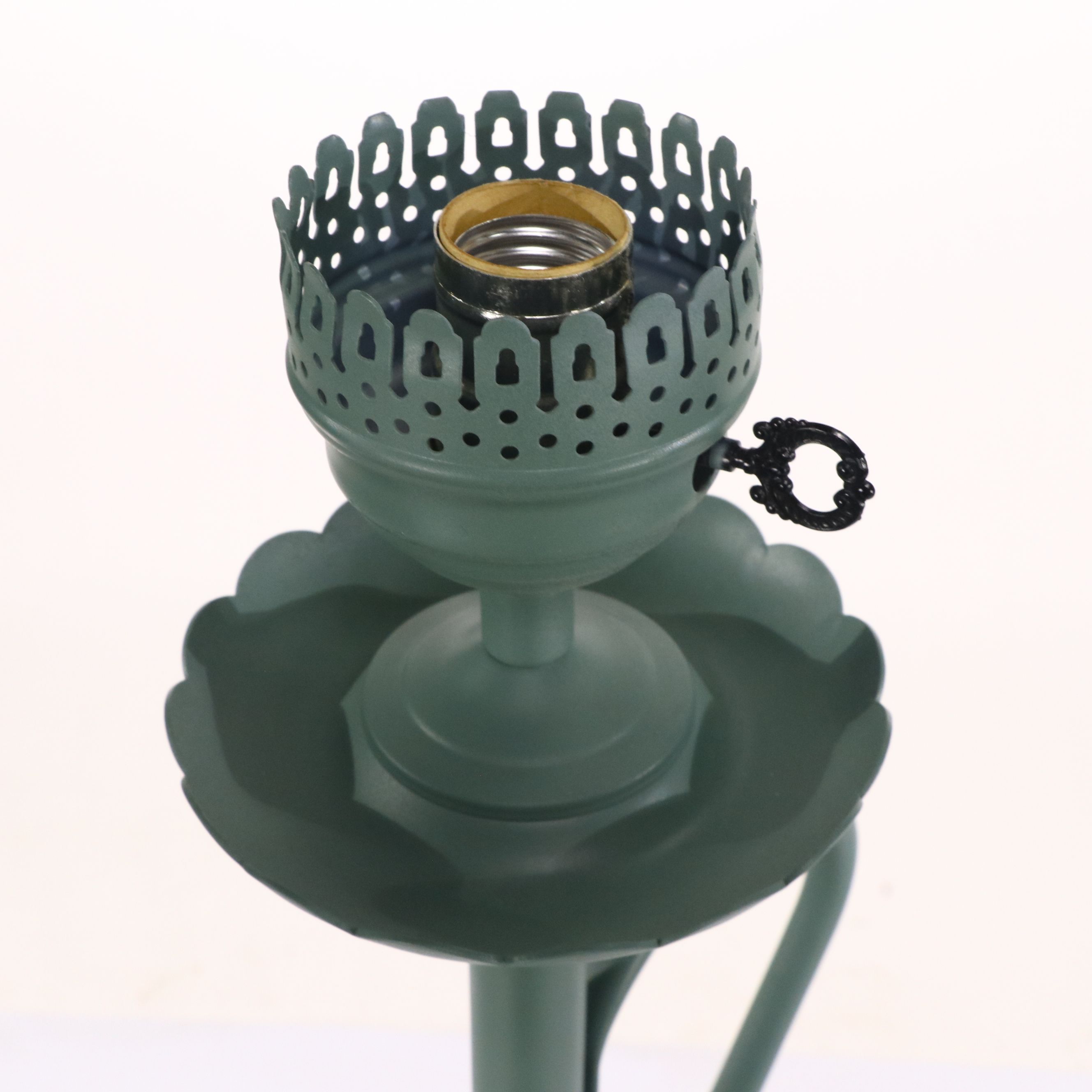 Vintage Floral Green Toleware Floor Lamps