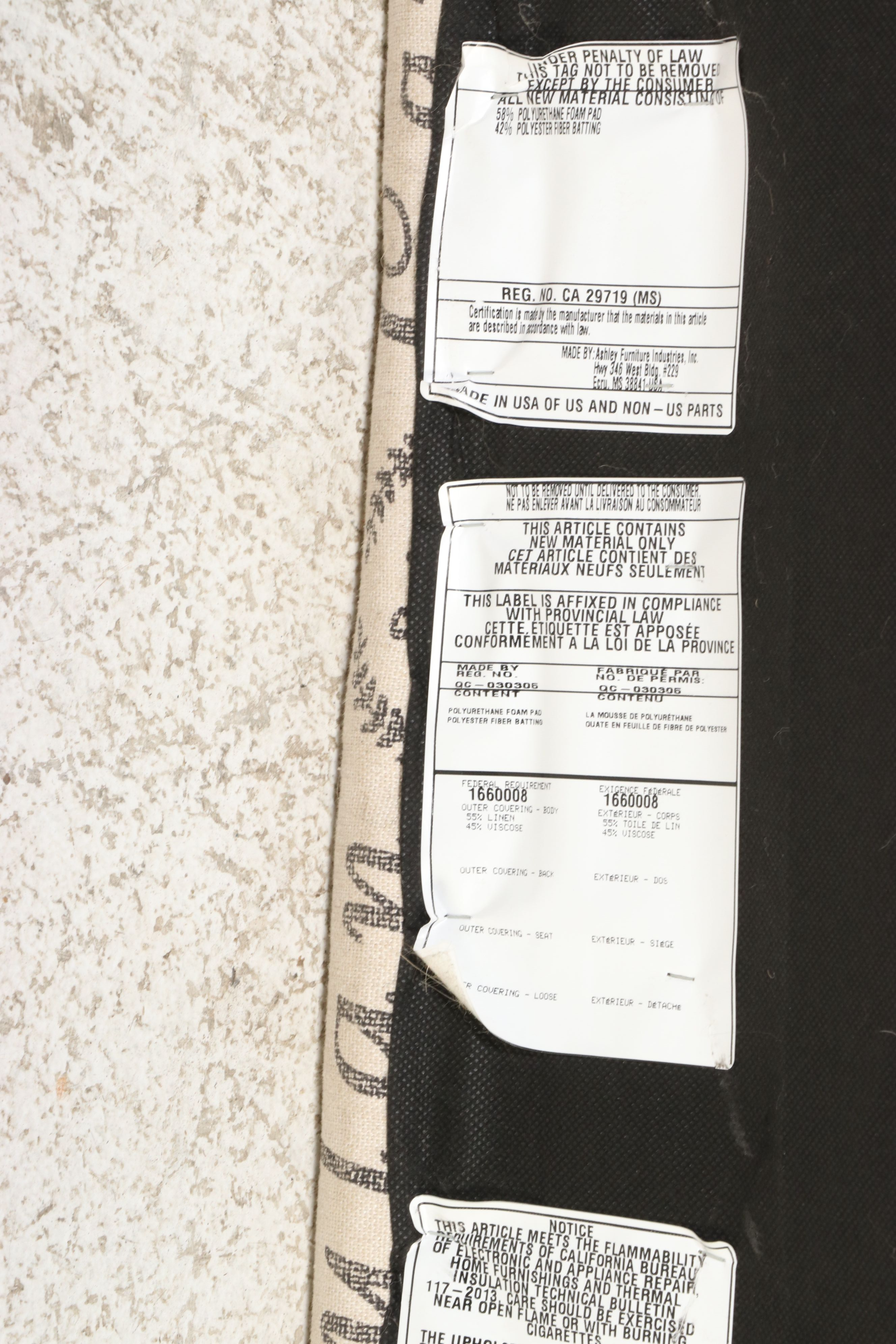 Ashley Furniture "Script" Upholstered Square Ottoman, 21st Century