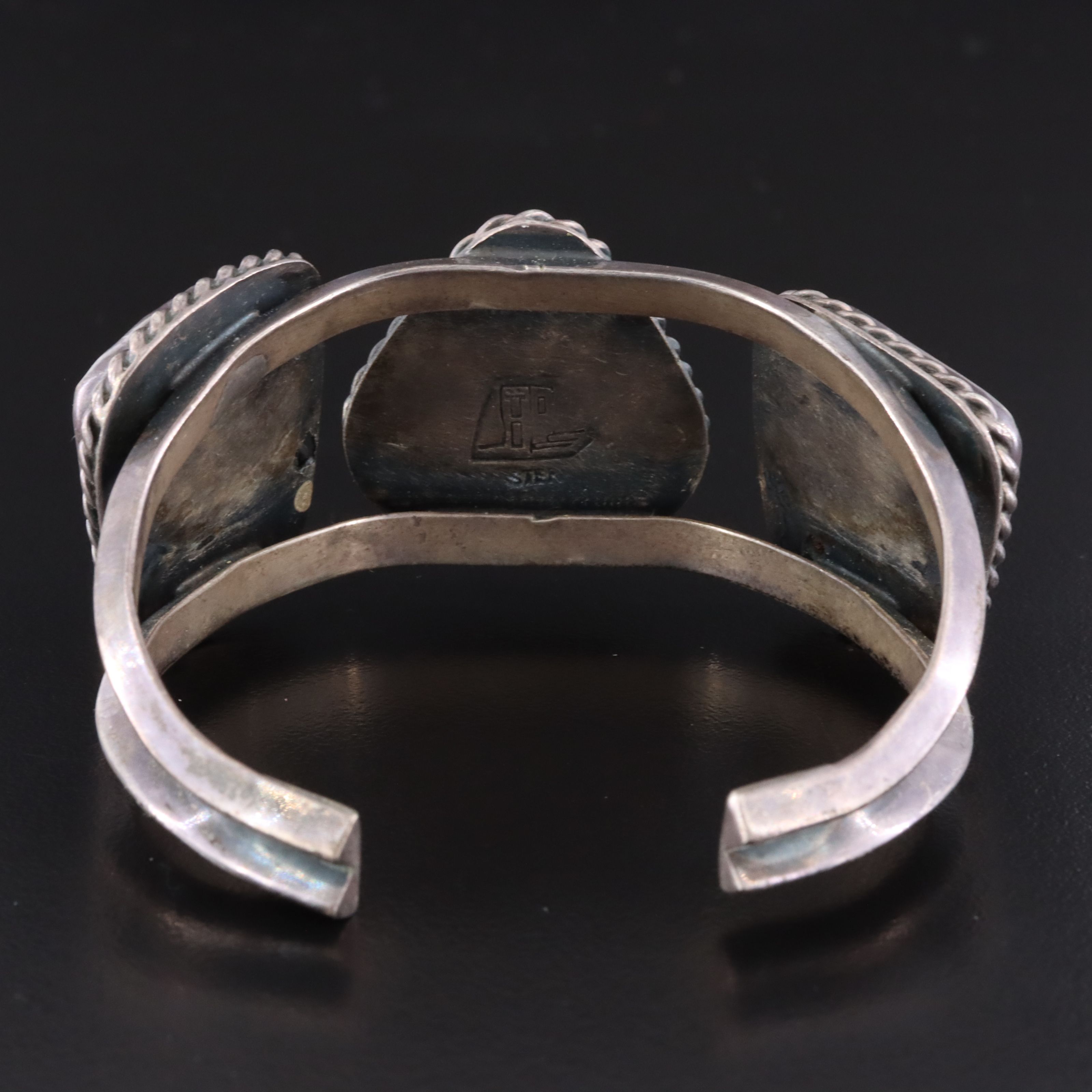 Southwestern Signed Sterling Turquoise Cuff