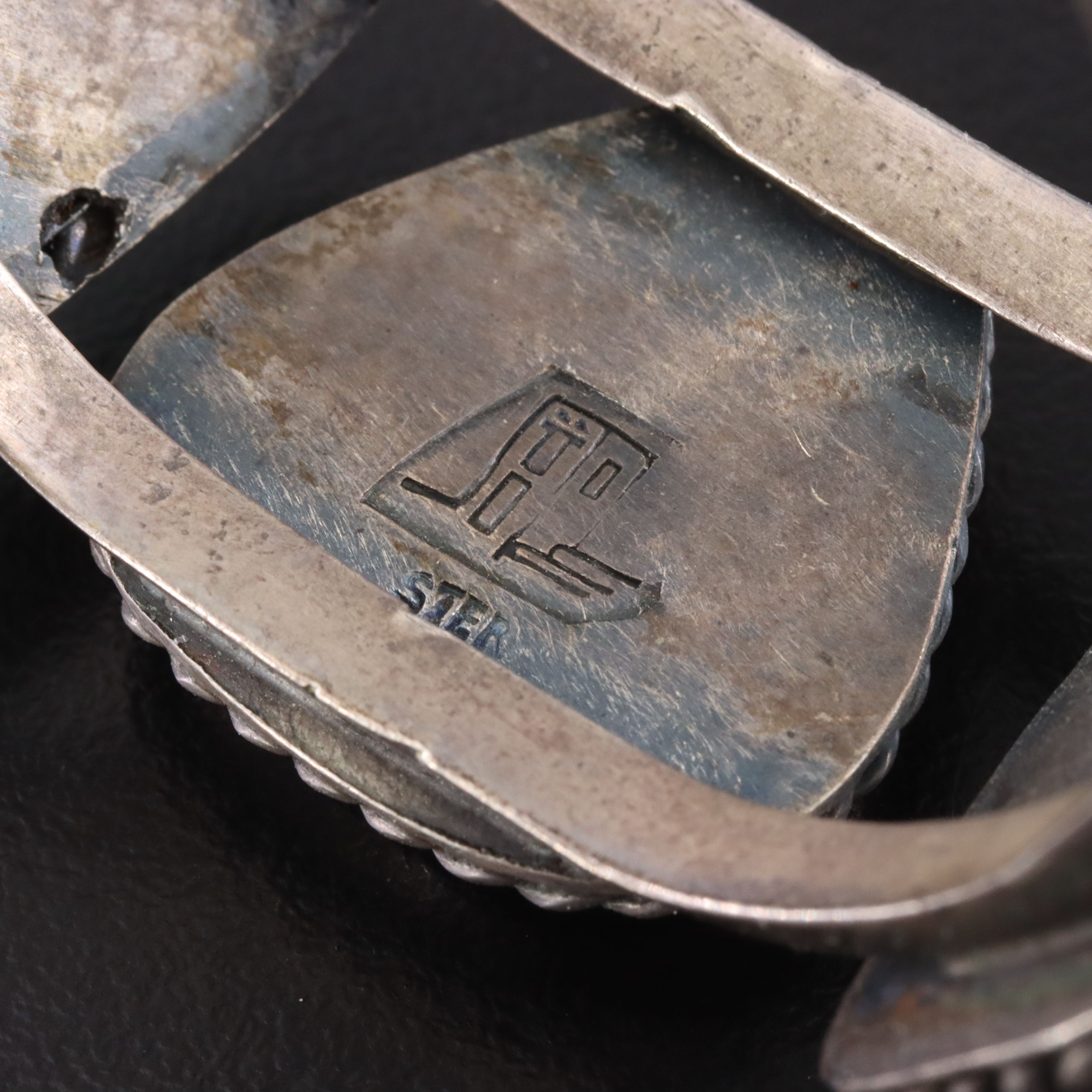 Southwestern Signed Sterling Turquoise Cuff