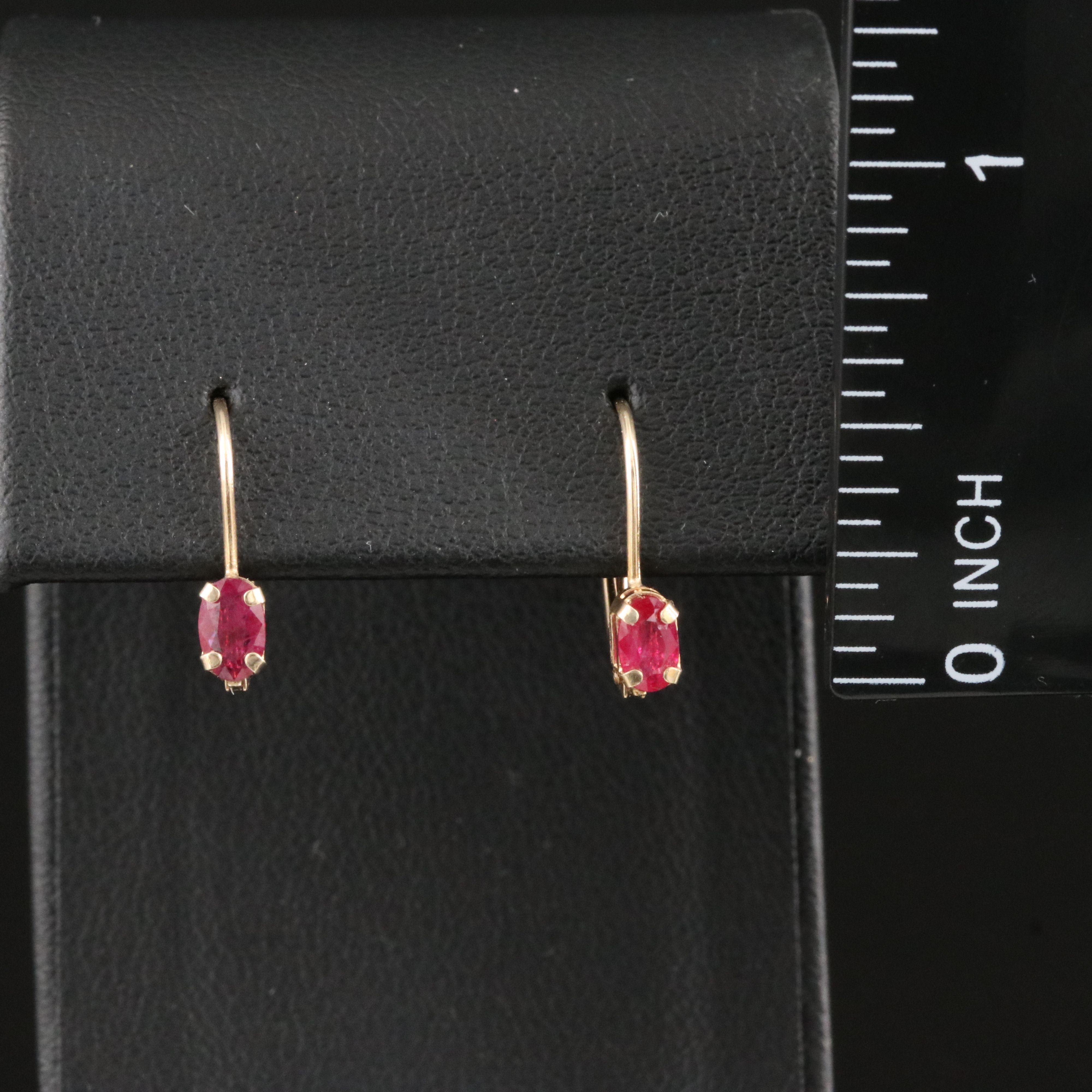 10K Ruby Drop Earrings