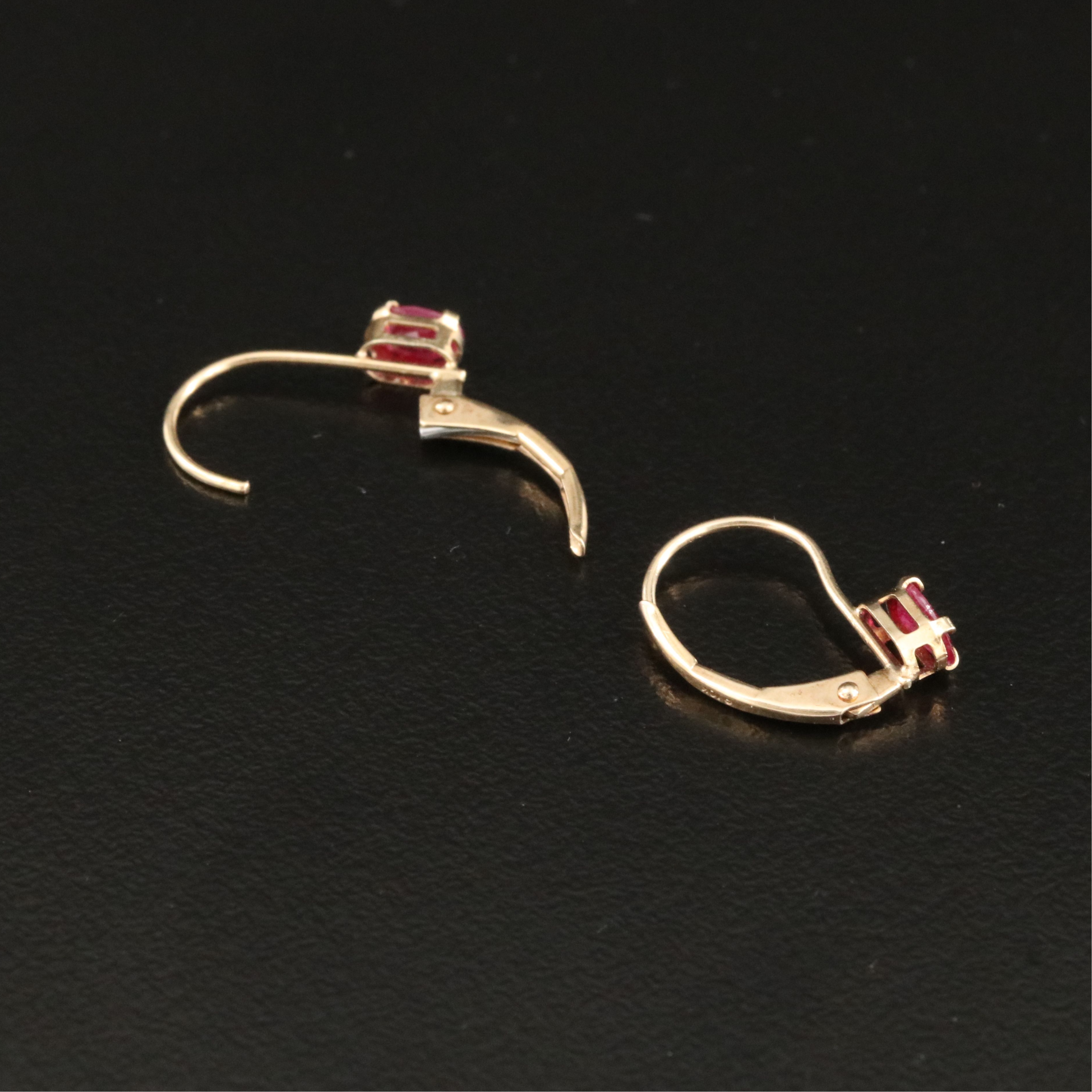 10K Ruby Drop Earrings