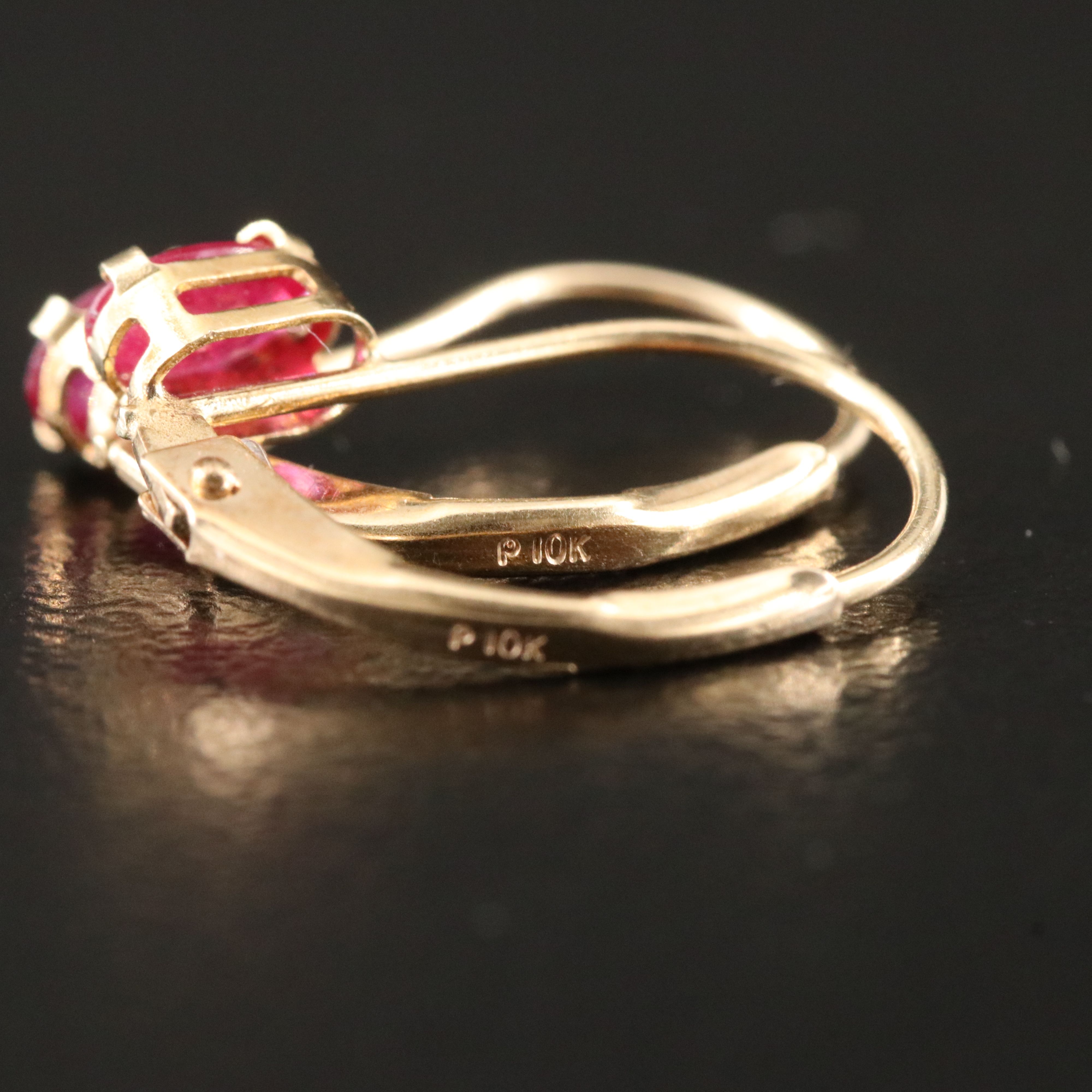 10K Ruby Drop Earrings