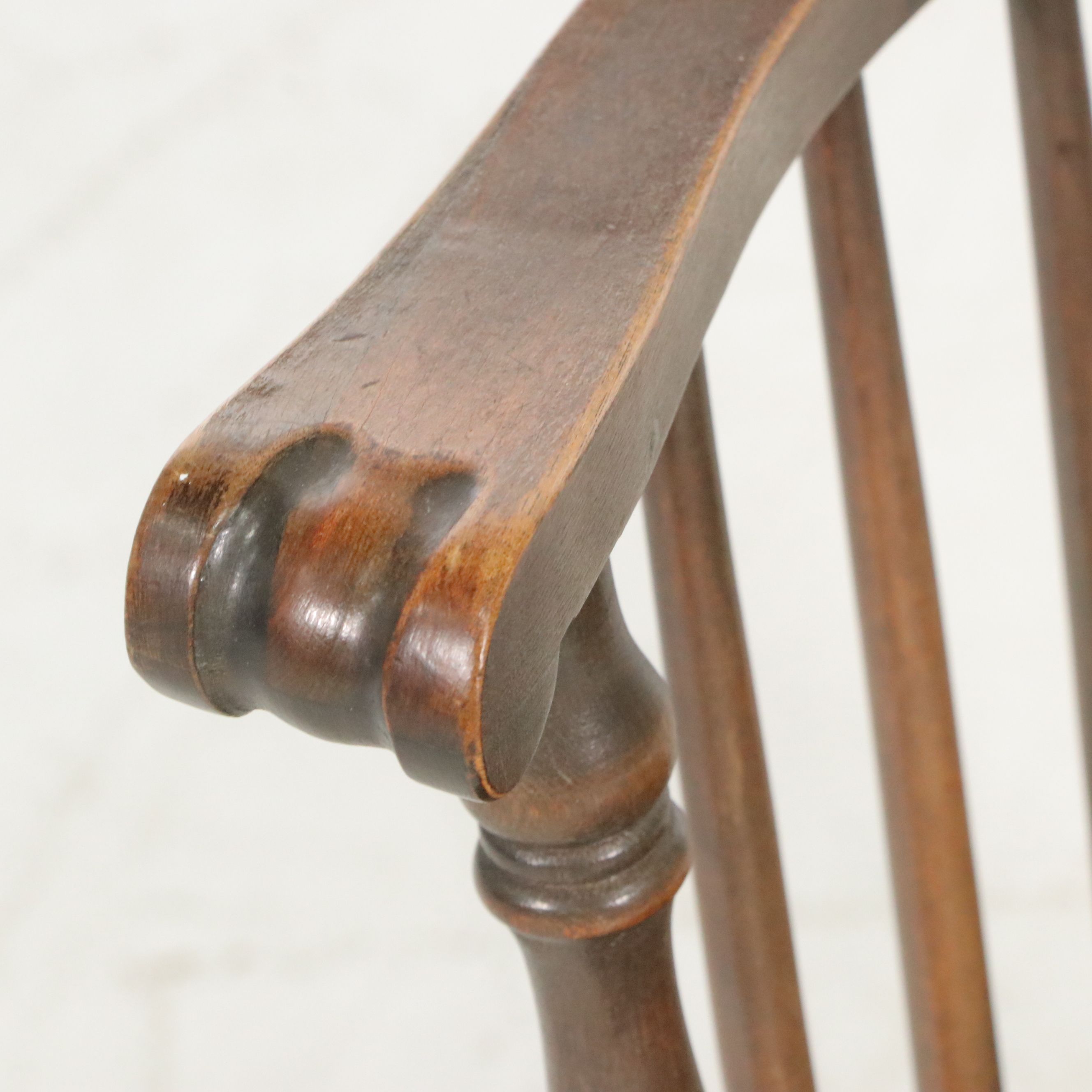 Karpen Sack-Back Windsor Style Armchair with Inset Rush Seat, Early 20th Century