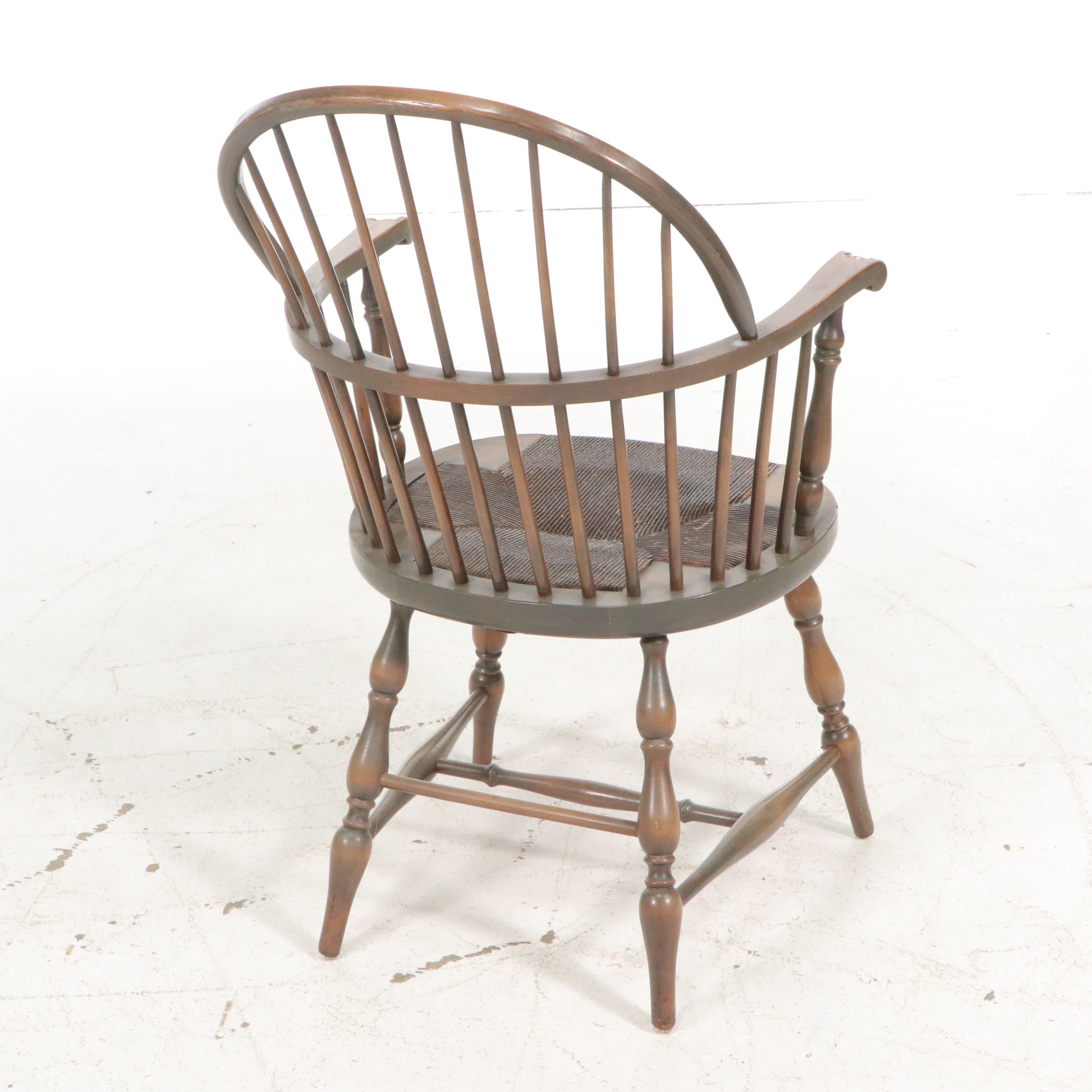 Karpen Sack-Back Windsor Style Armchair with Inset Rush Seat, Early 20th Century