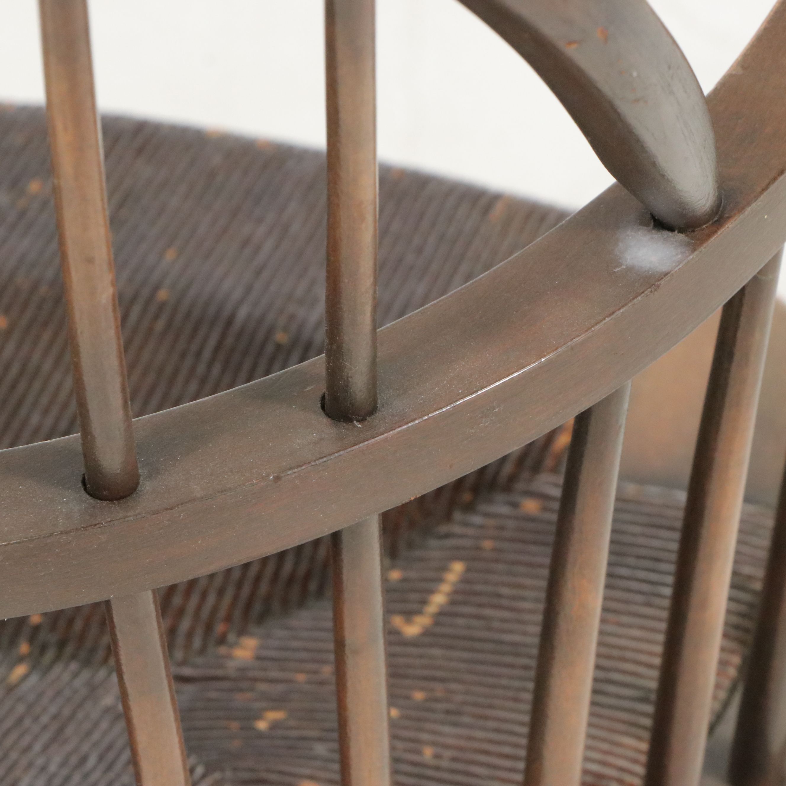 Karpen Sack-Back Windsor Style Armchair with Inset Rush Seat, Early 20th Century