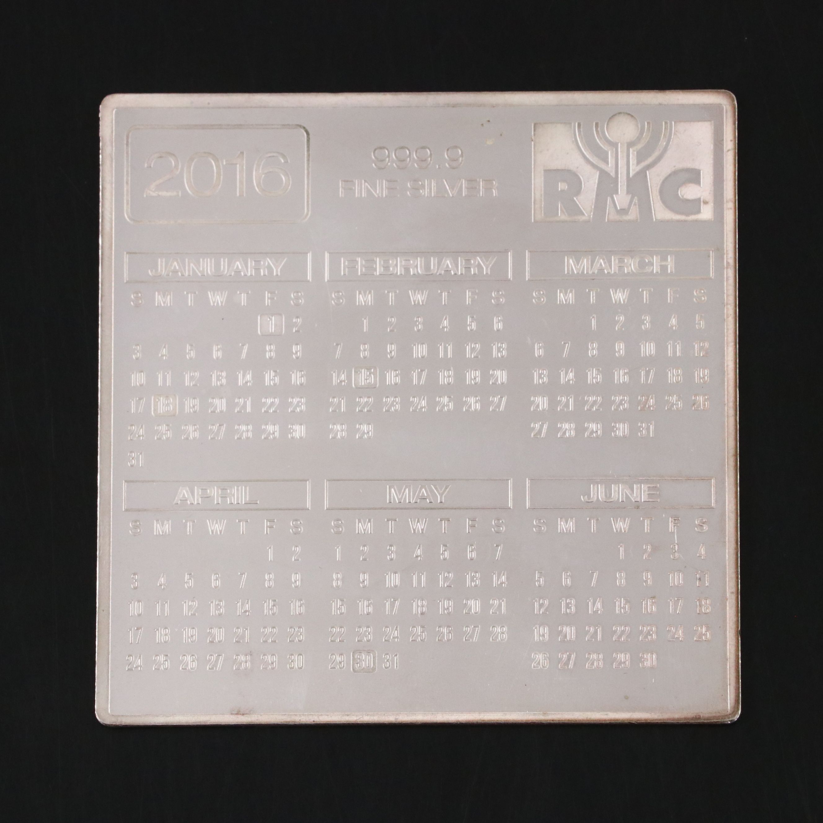 Fine Silver Republic Metals Corporation Financial Pocket Calendar, 2016