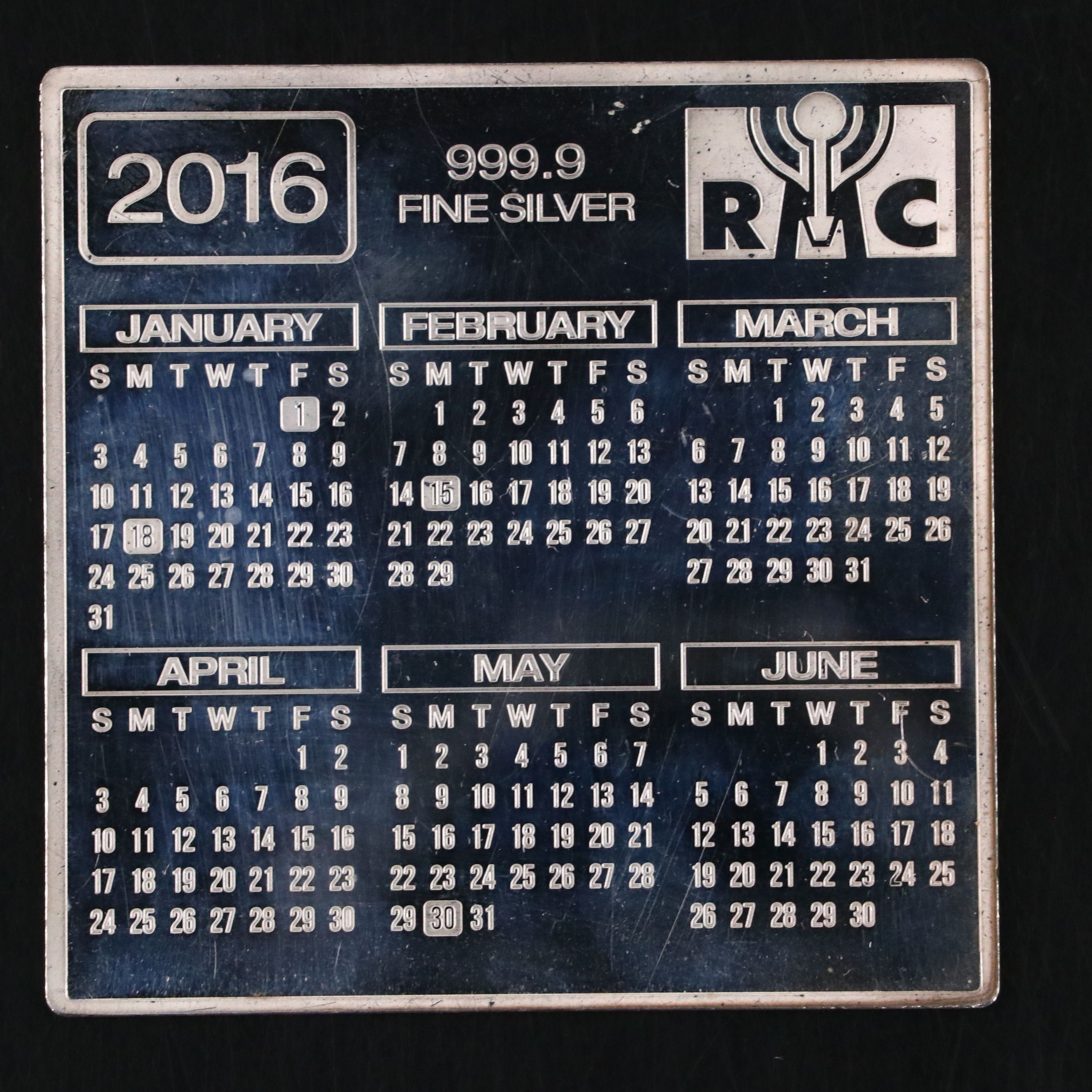 Fine Silver Republic Metals Corporation Financial Pocket Calendar, 2016
