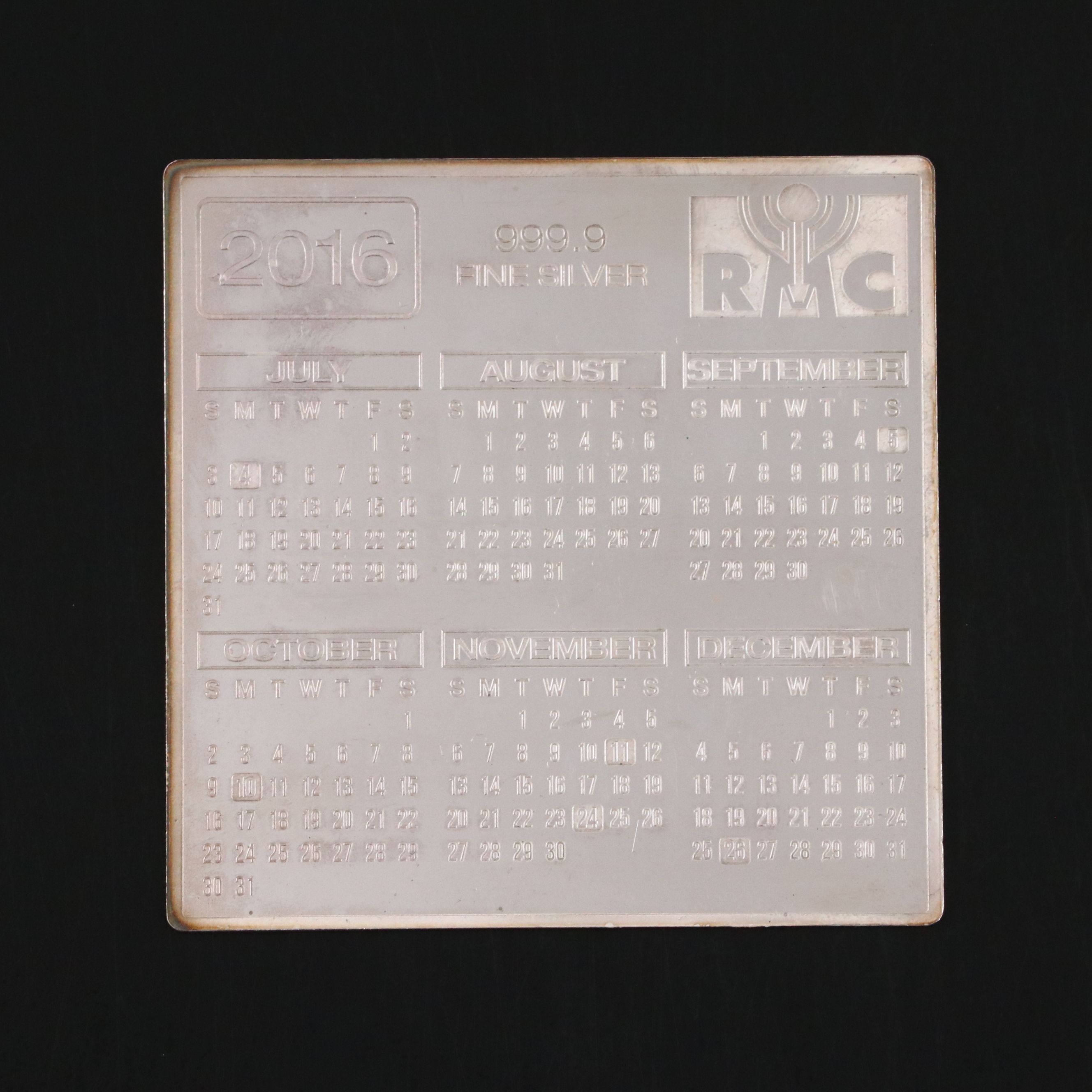 Fine Silver Republic Metals Corporation Financial Pocket Calendar, 2016