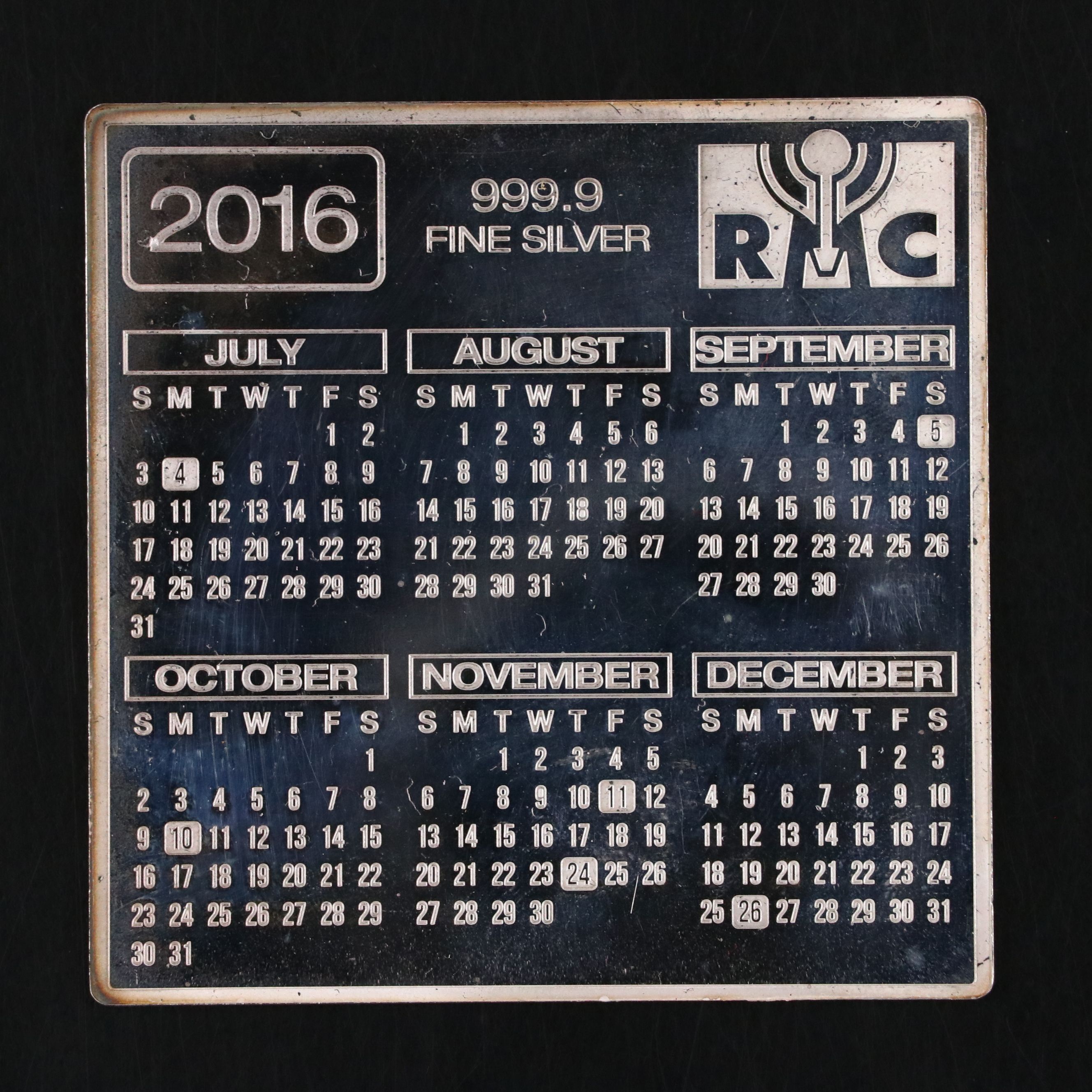 Fine Silver Republic Metals Corporation Financial Pocket Calendar, 2016