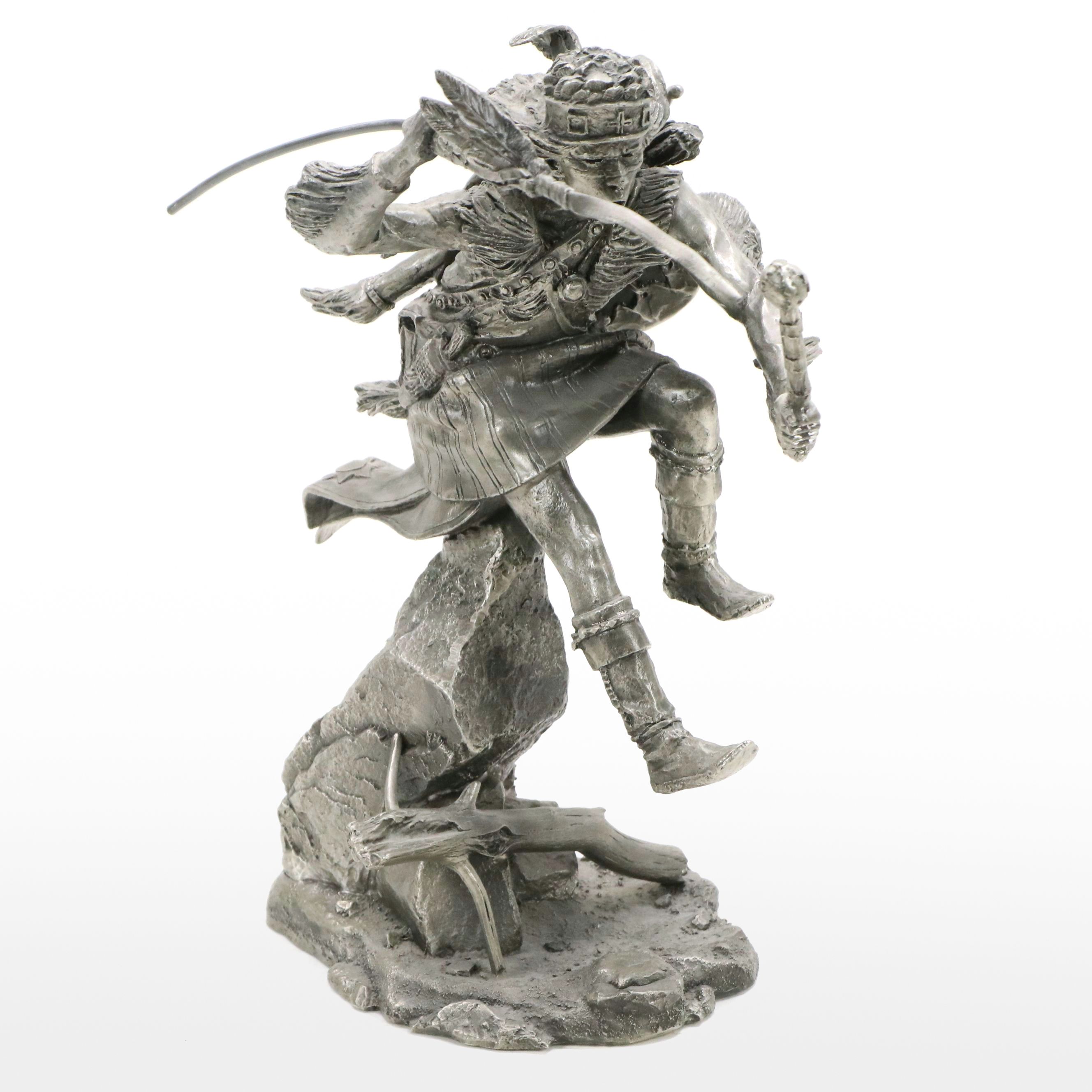 Jim Ponter Cast Fine Pewter Sculpture "Apache Raider," 1990