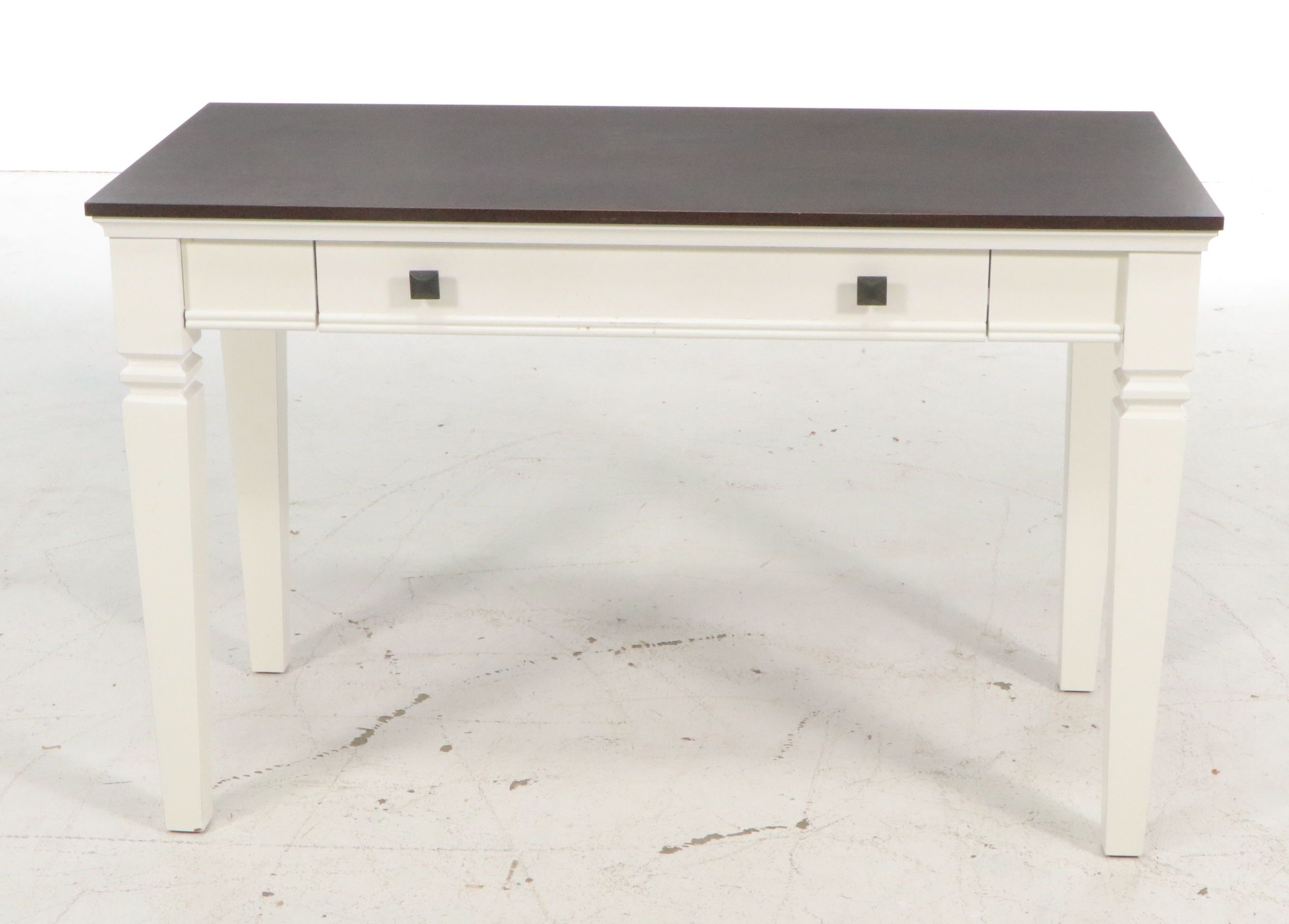 Modern Farmhouse Style Computer Desk with Drop-Front Keyboard Drawer