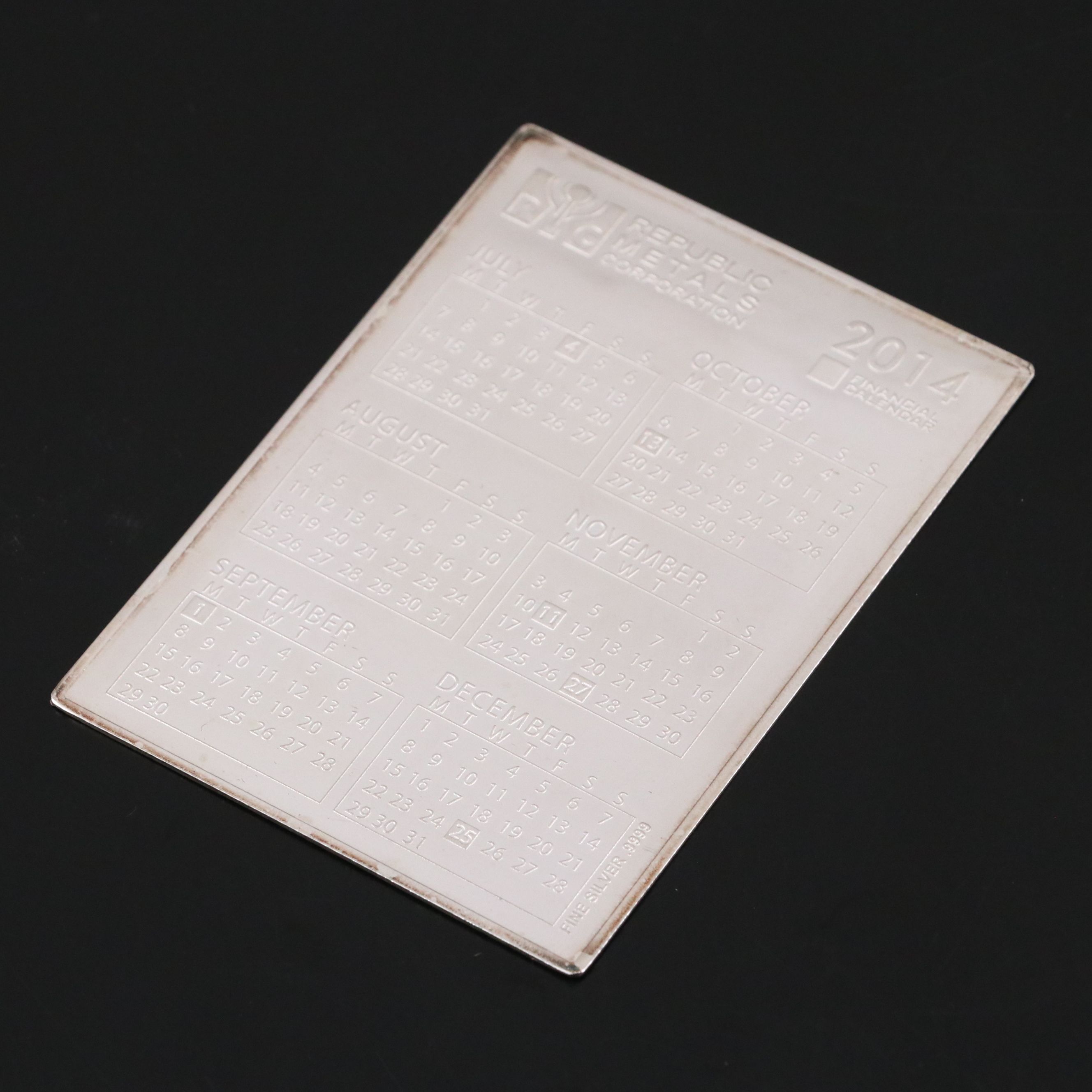 Fine Silver Republic Metals Corporation Financial Pocket Calendar, 2014