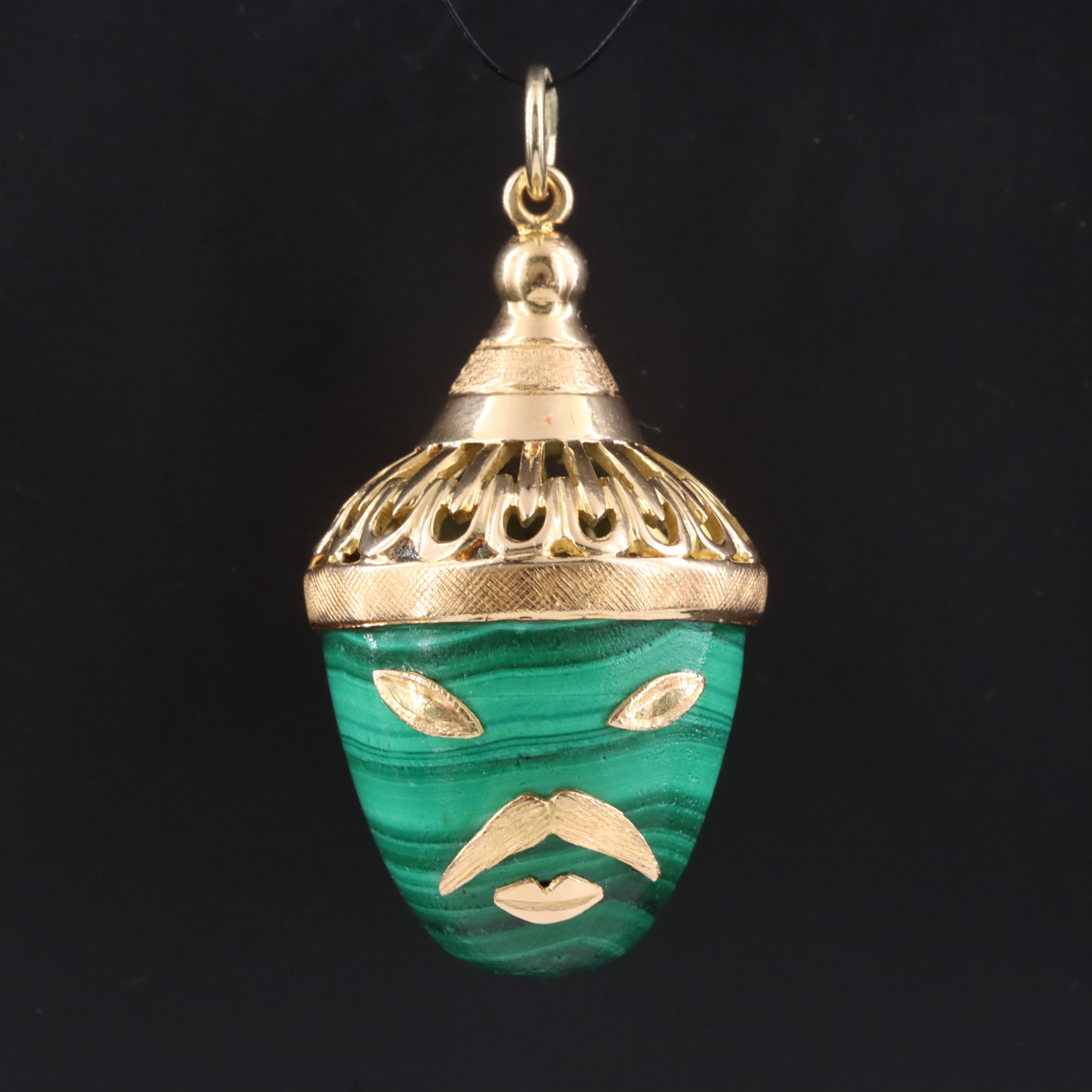 14K Malachite Figural Pendant