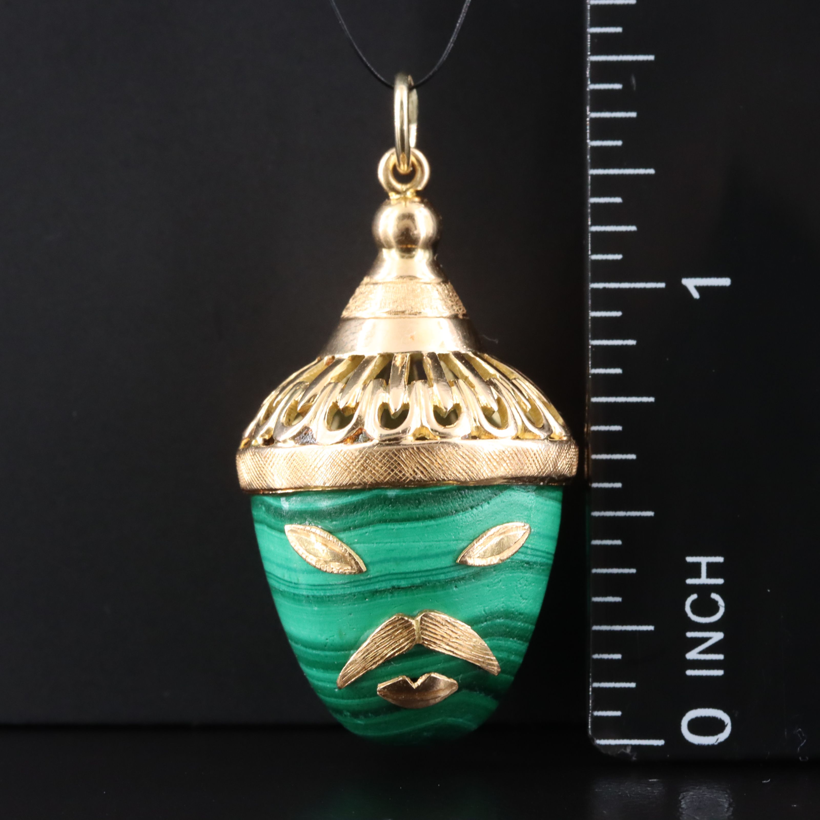 14K Malachite Figural Pendant