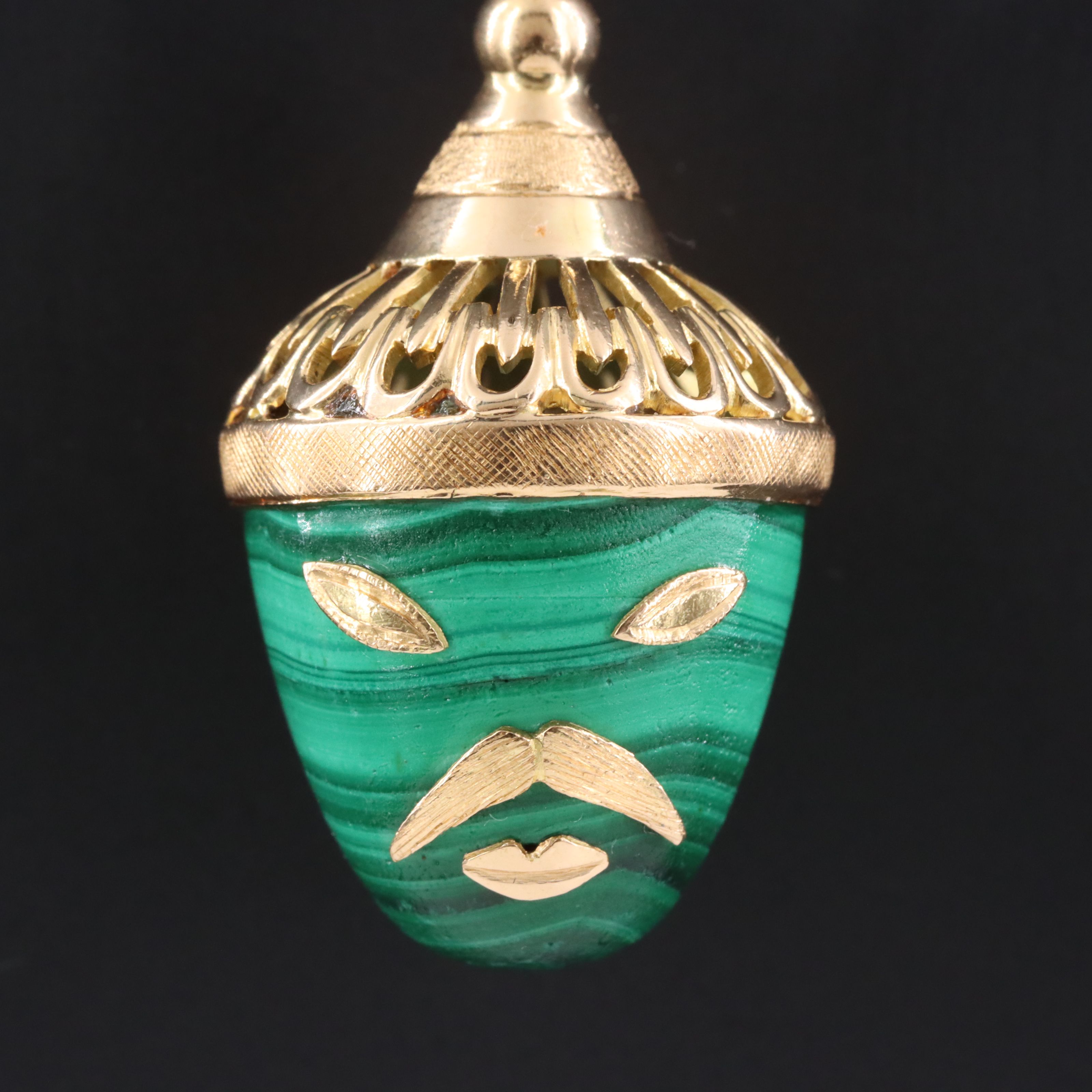 14K Malachite Figural Pendant
