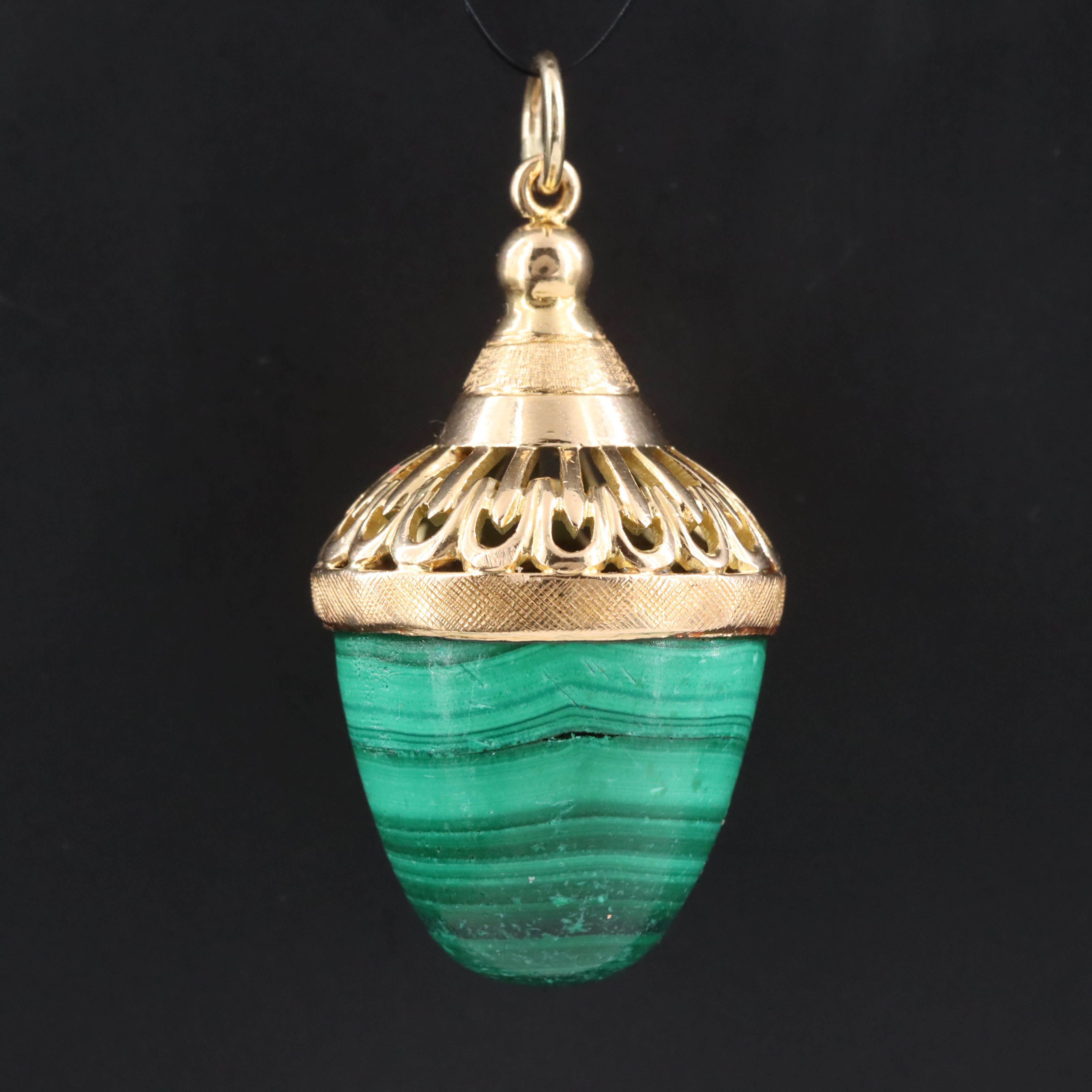 14K Malachite Figural Pendant