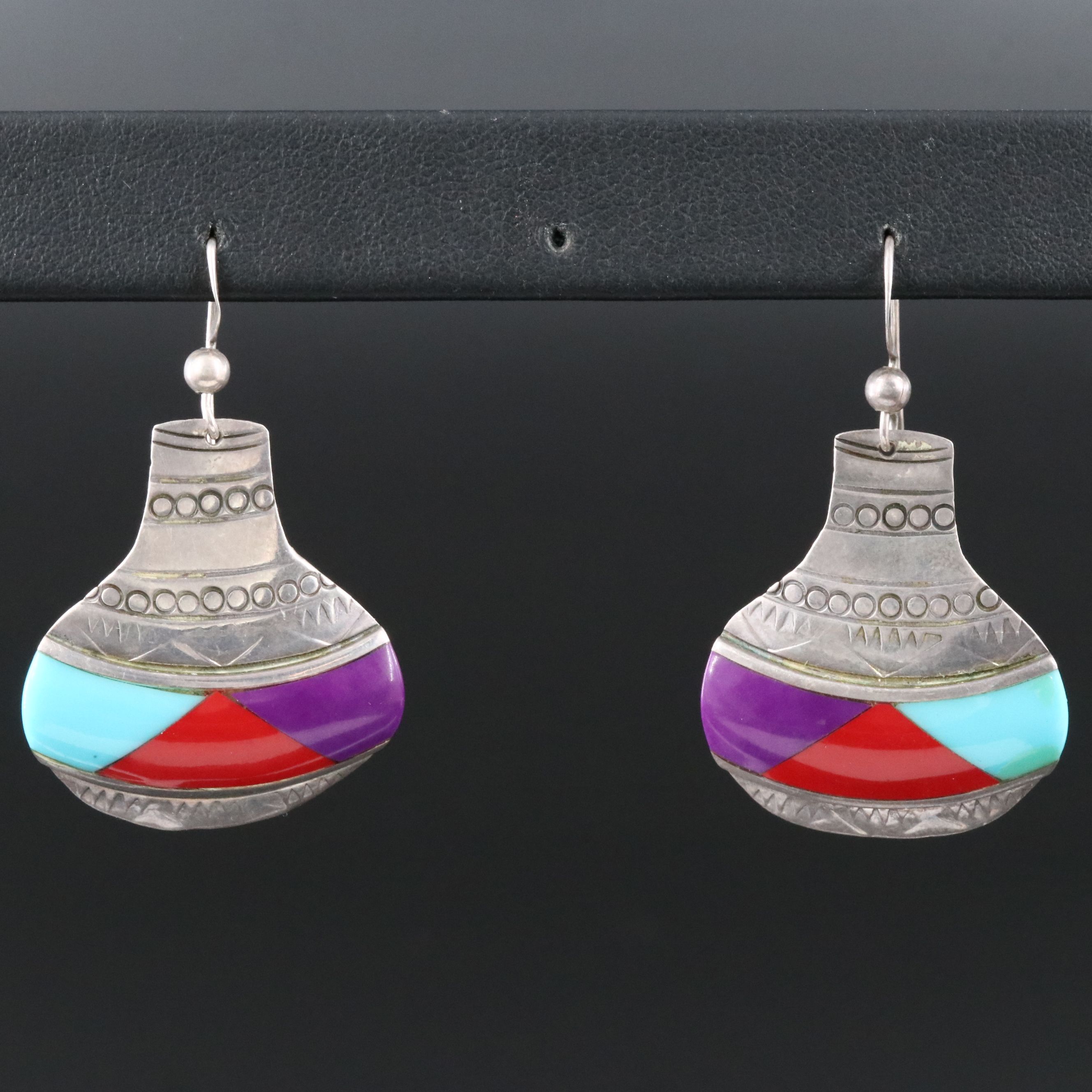 Southwestern Silver Cloud Inc. Sterling Imitation Gemstone Vase Earrings