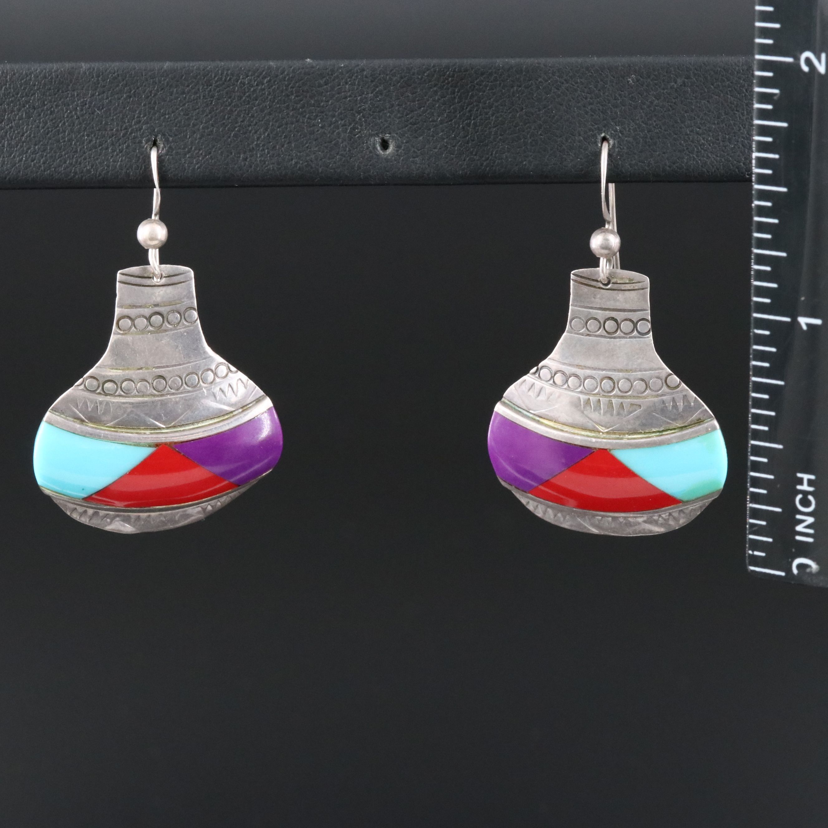 Southwestern Silver Cloud Inc. Sterling Imitation Gemstone Vase Earrings