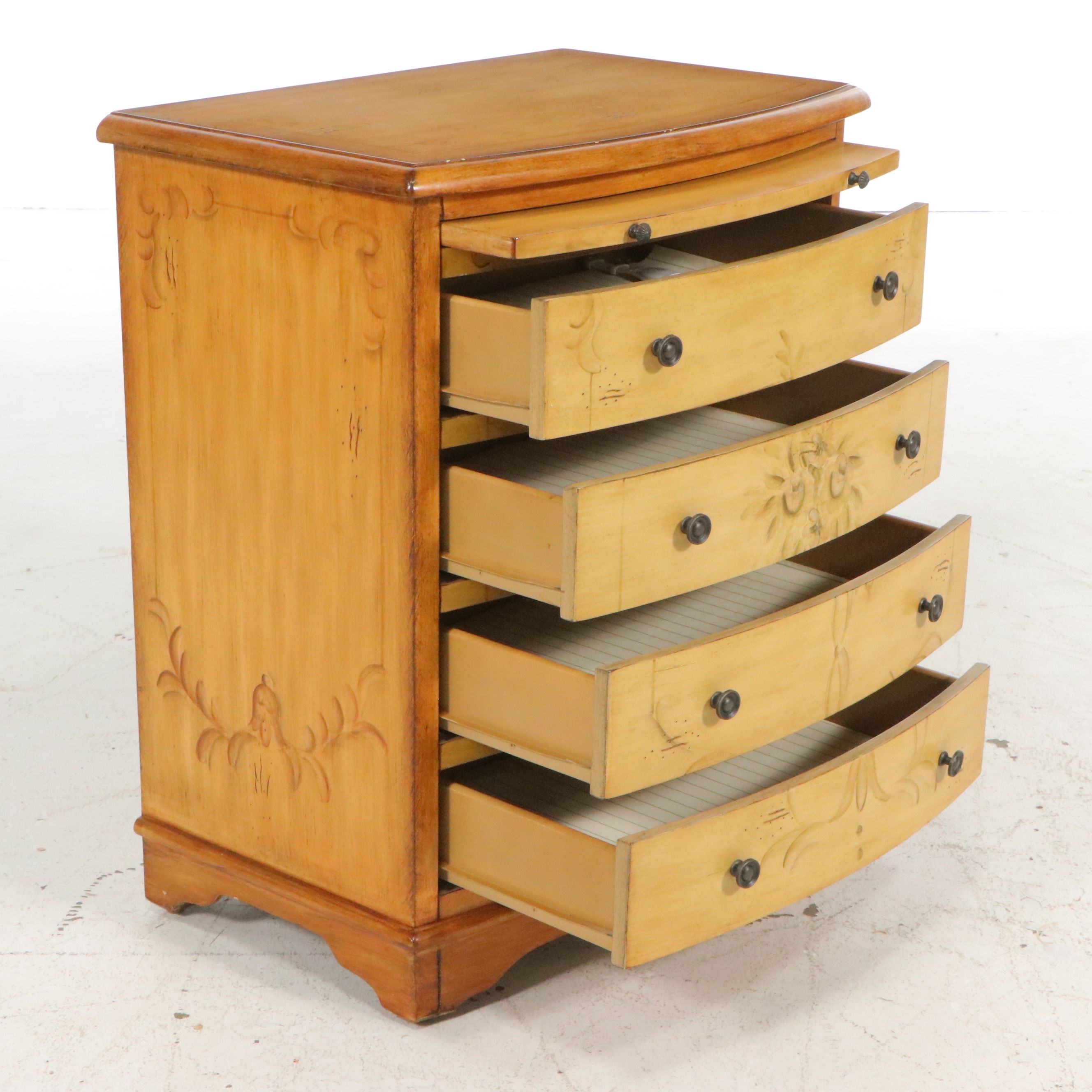 Pulaski Furniture Paint-Decorated Wood Bow-Front Accent Chest