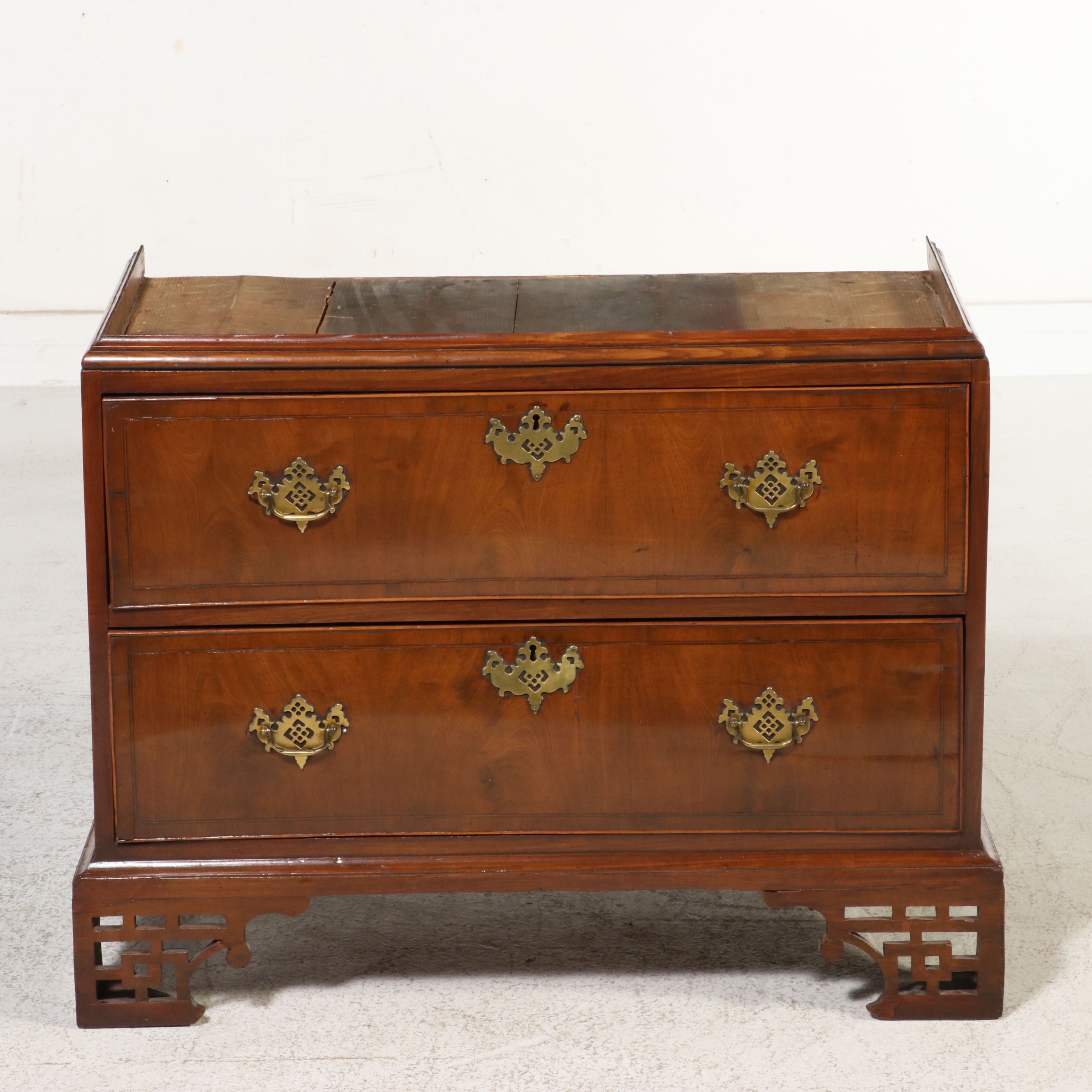 George III Style Mahogany Chest-on-Chest with Chinese Chippendale Base, 19th C.