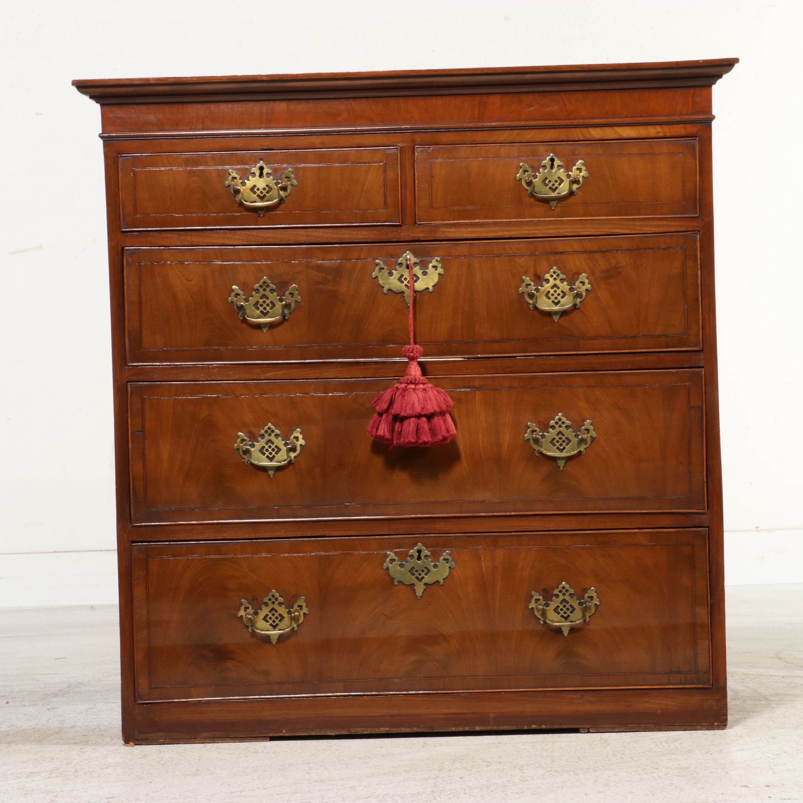 George III Style Mahogany Chest-on-Chest with Chinese Chippendale Base, 19th C.