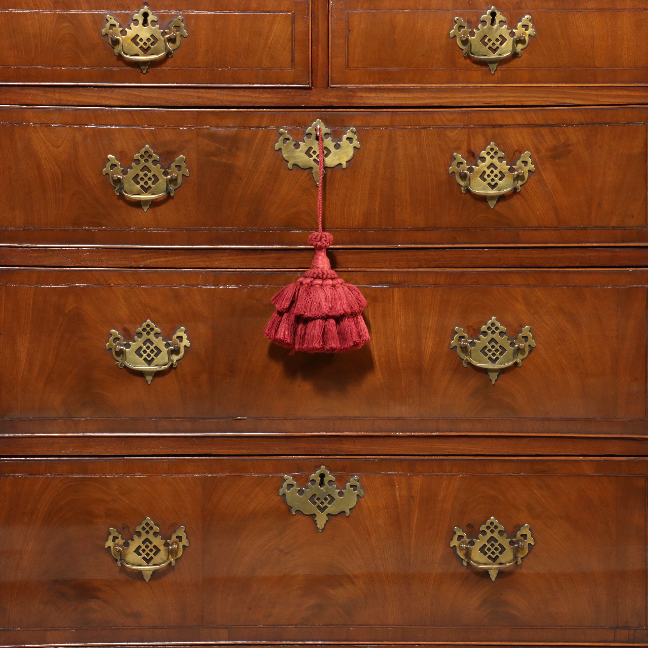 George III Style Mahogany Chest-on-Chest with Chinese Chippendale Base, 19th C.