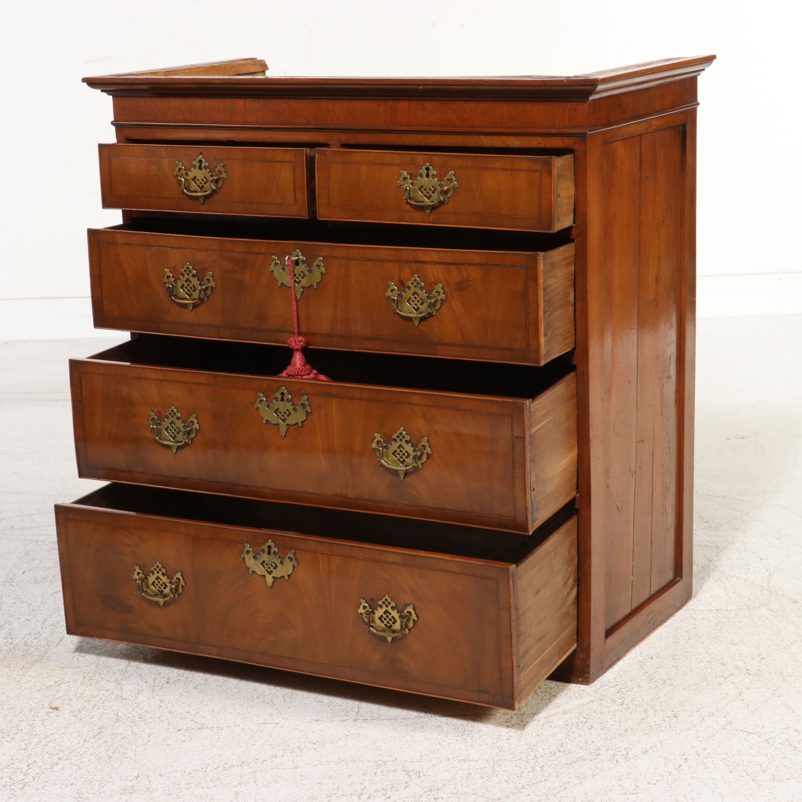 George III Style Mahogany Chest-on-Chest with Chinese Chippendale Base, 19th C.