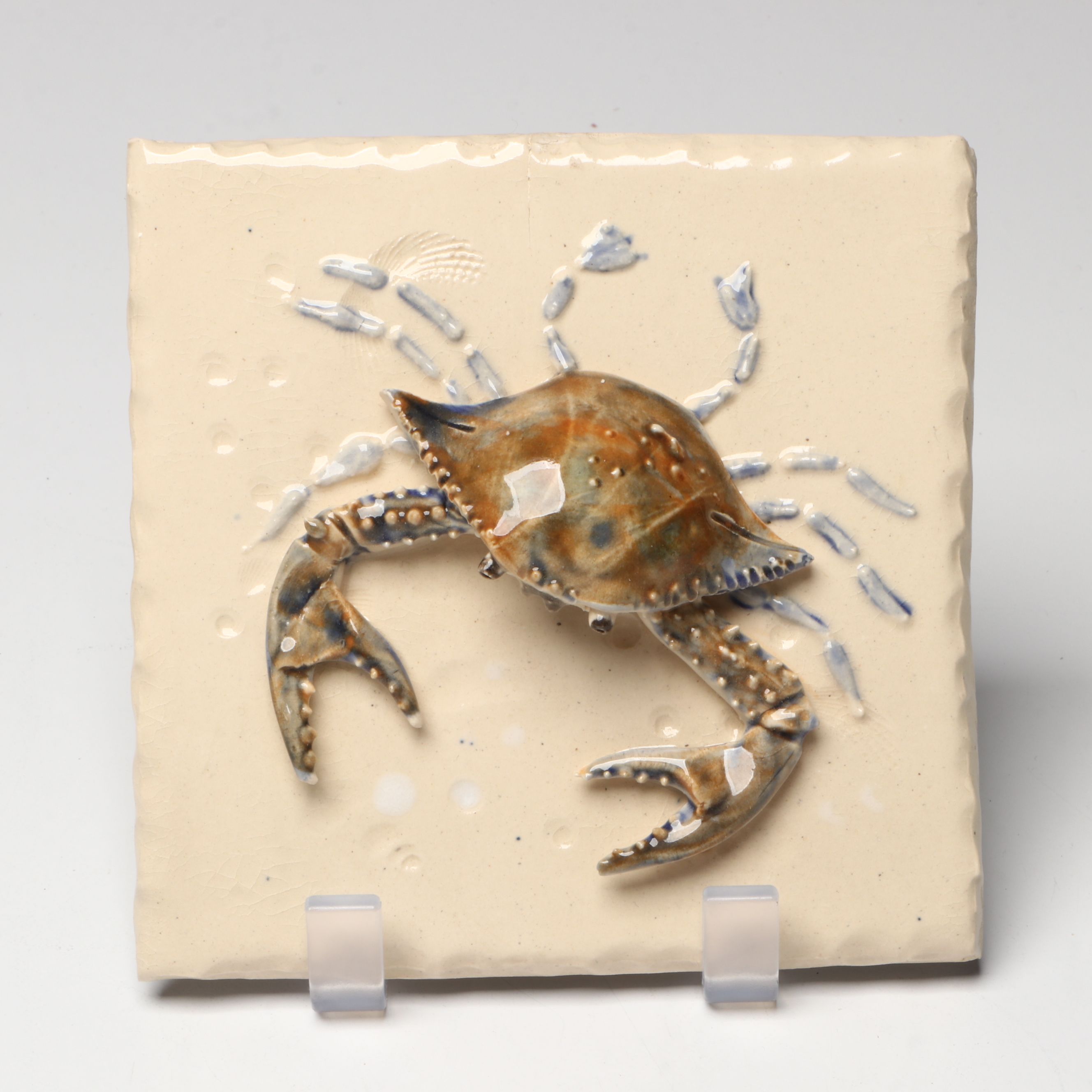 Signed Hermit Crab Vessel with More Studio Art Pottery and Fish Form Wall Décor