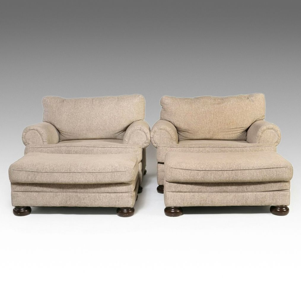 Pair of Millennium by Ashley "Chair and a Half" with Ottoman