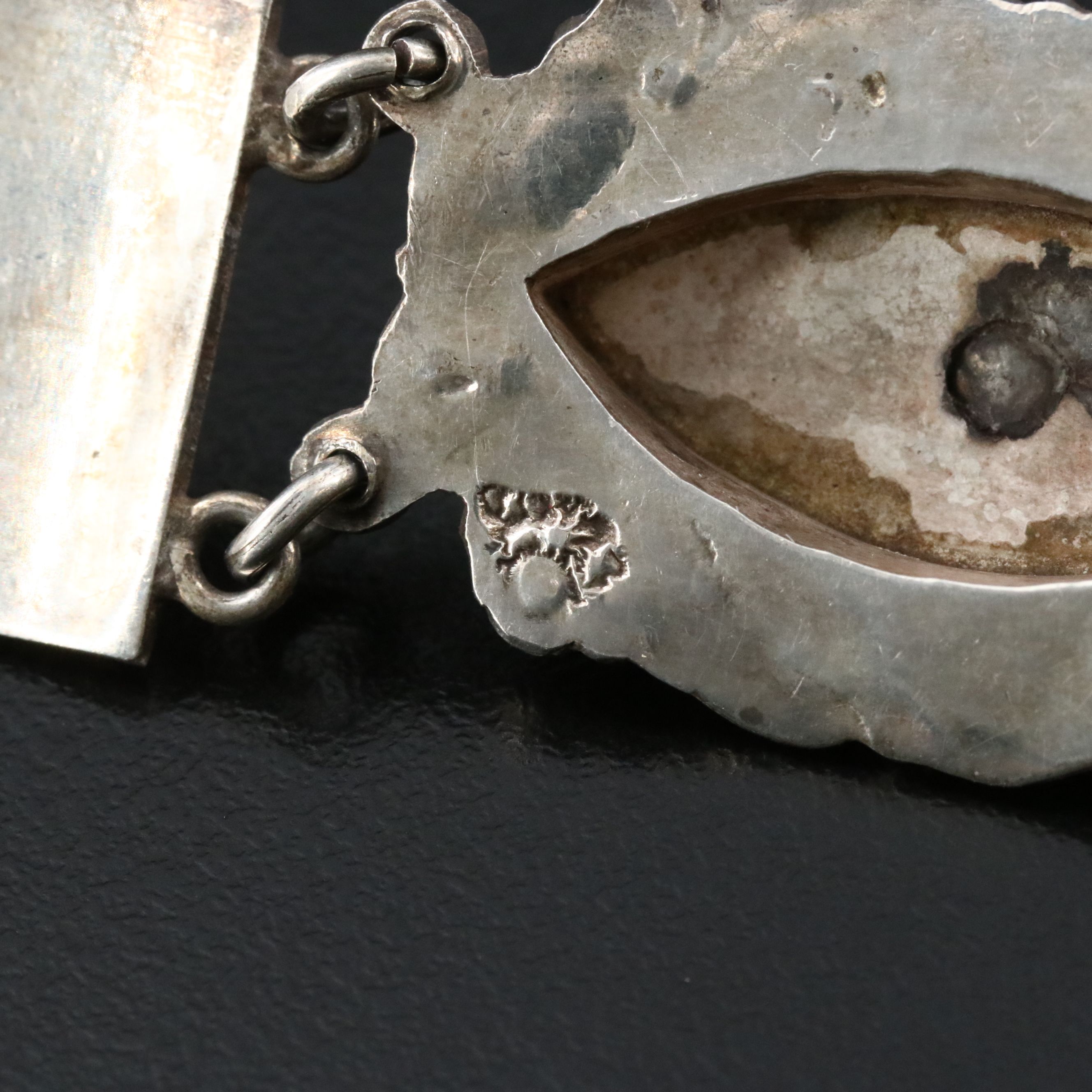 Vintage 800 Silver Turquoise Floral Bracelet