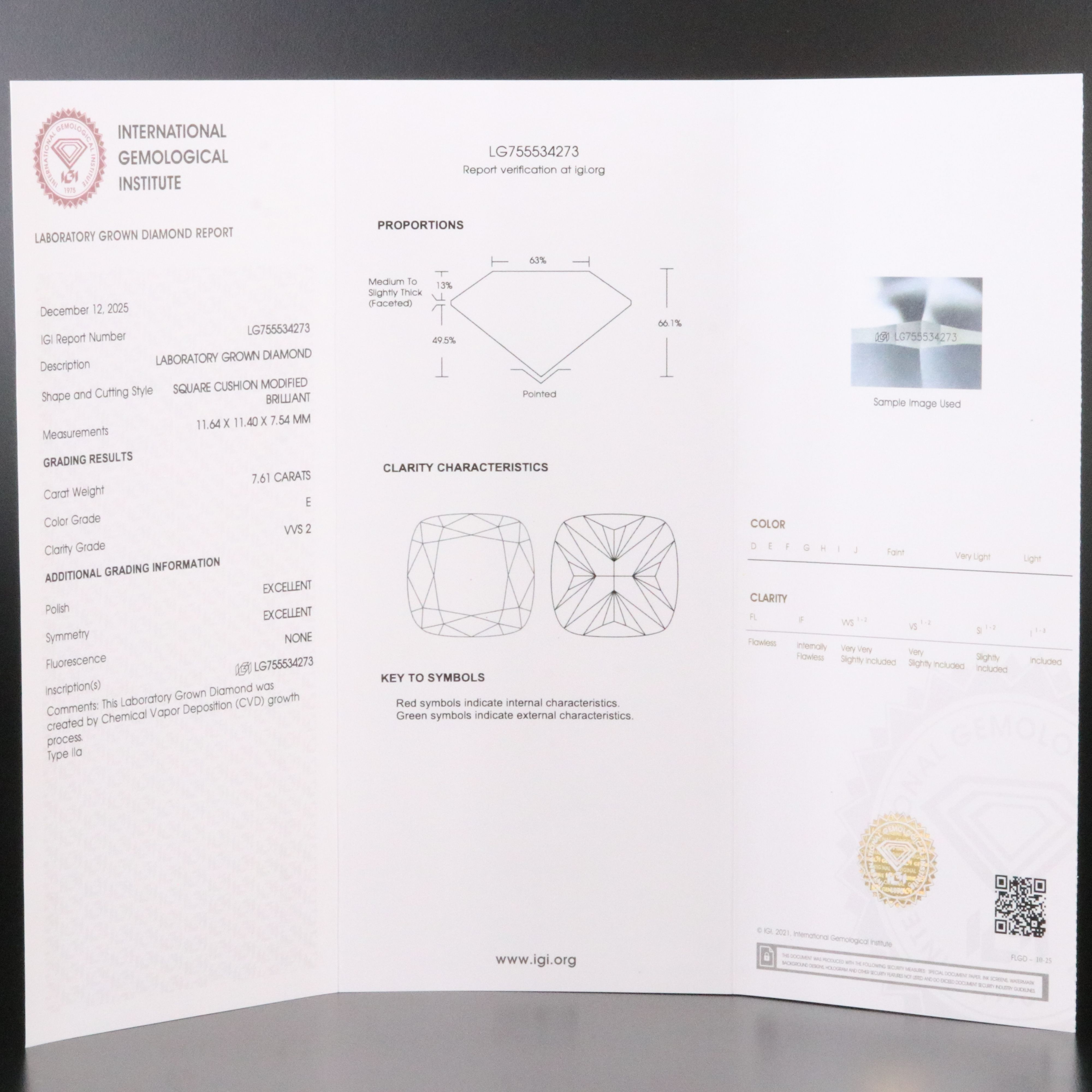 18K 8.46 CTW Lab Grown Diamond Ring with IGI Report