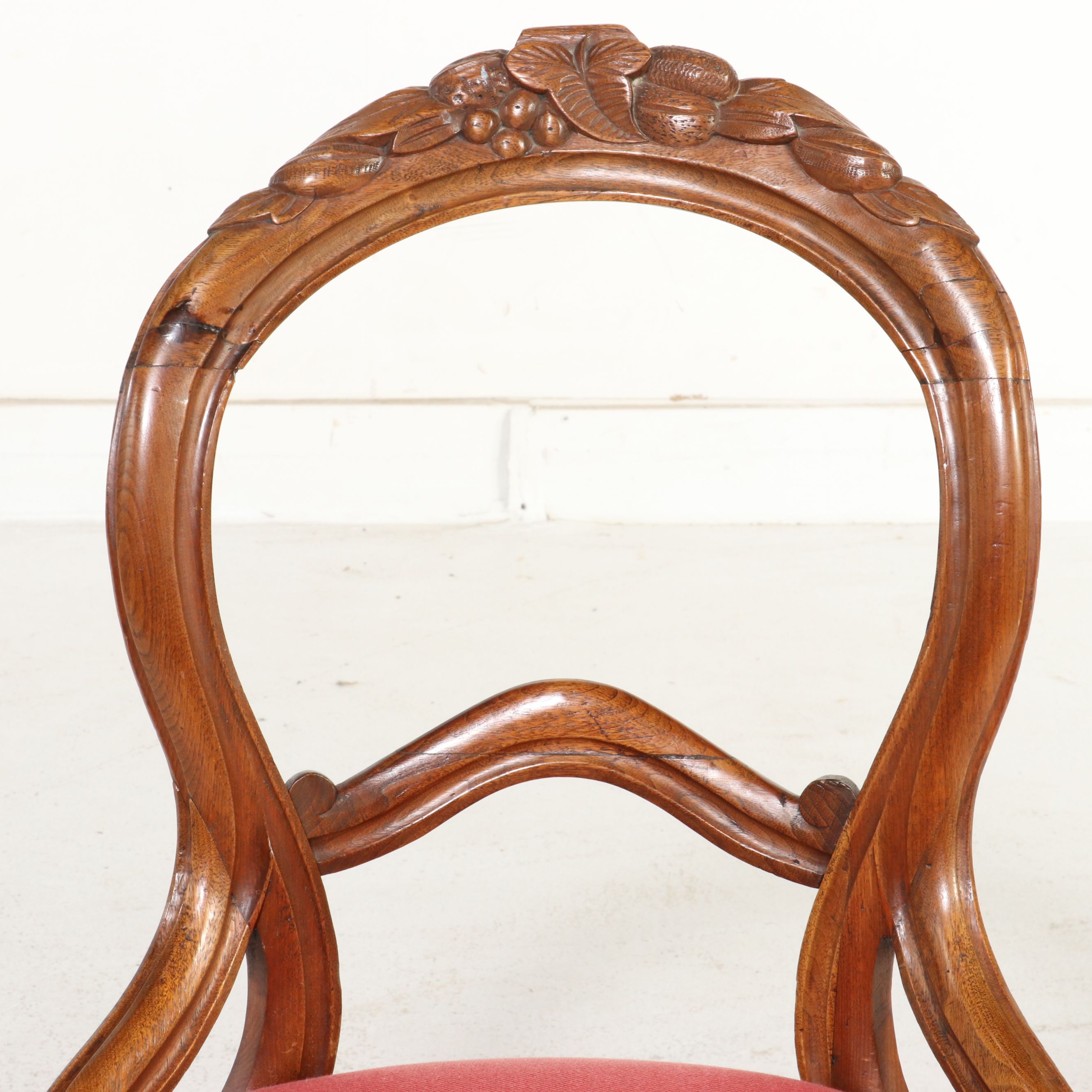 Pair of Victorian Rococo Revival Walnut Balloon-Back Side Chairs, Late 19th C.