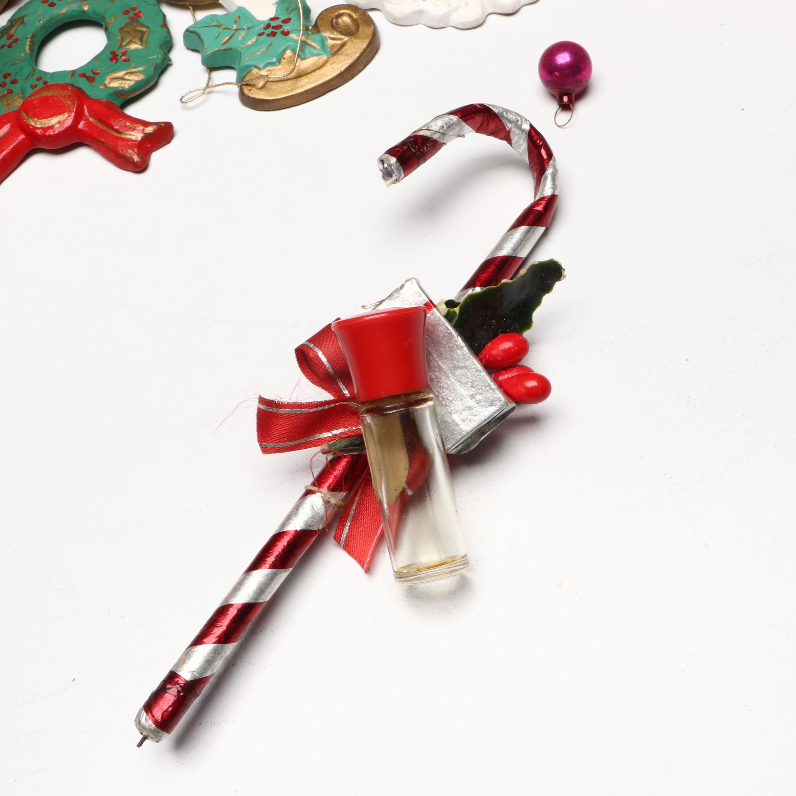 Vintage Mercury Glass Ornaments and Christmas Ephemera, Mid to Late 20th Century