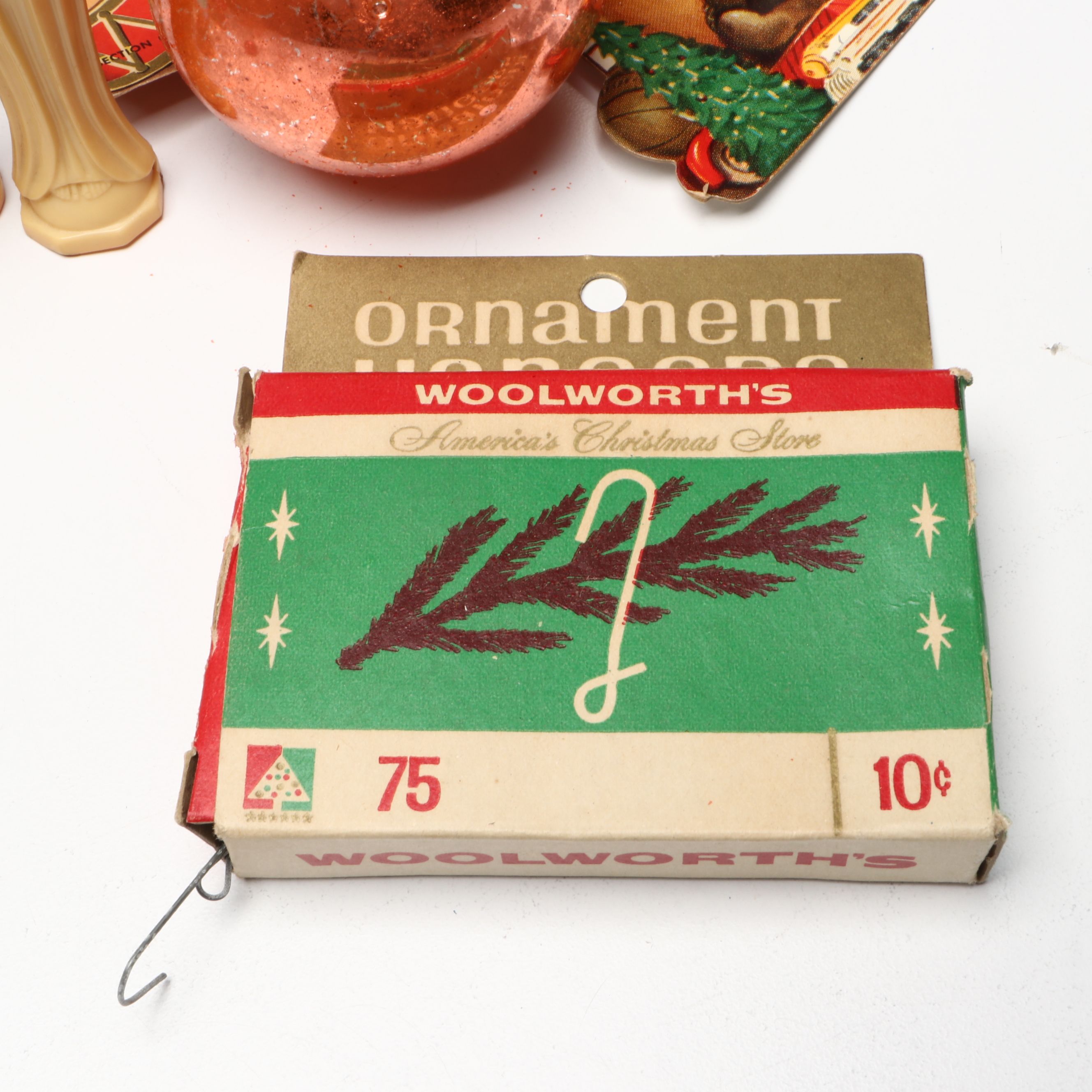 Vintage Mercury Glass Ornaments and Christmas Ephemera, Mid to Late 20th Century