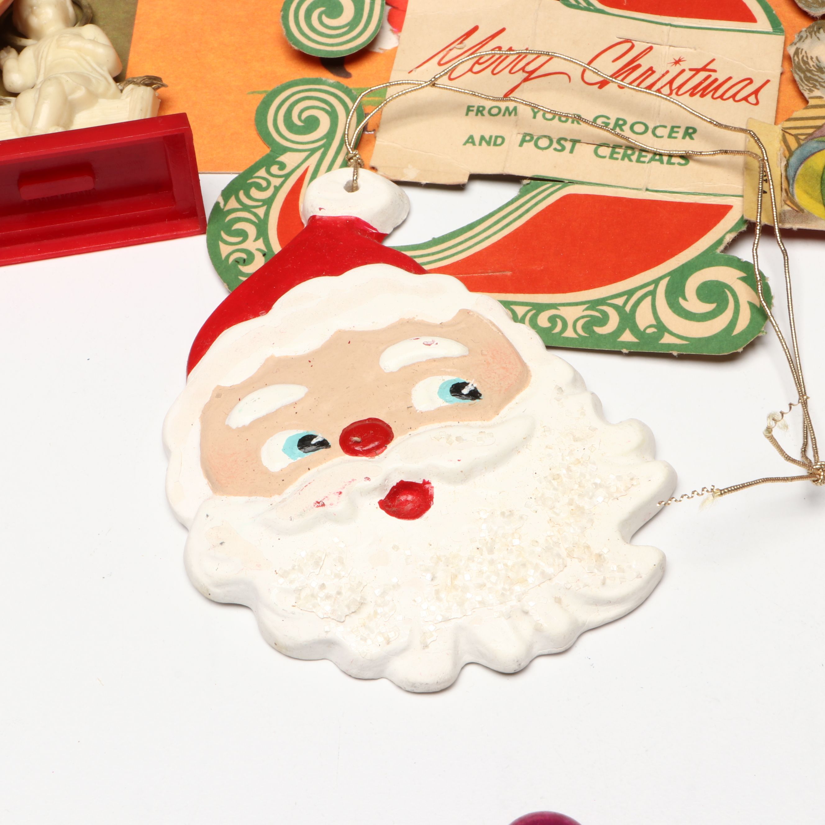 Vintage Mercury Glass Ornaments and Christmas Ephemera, Mid to Late 20th Century