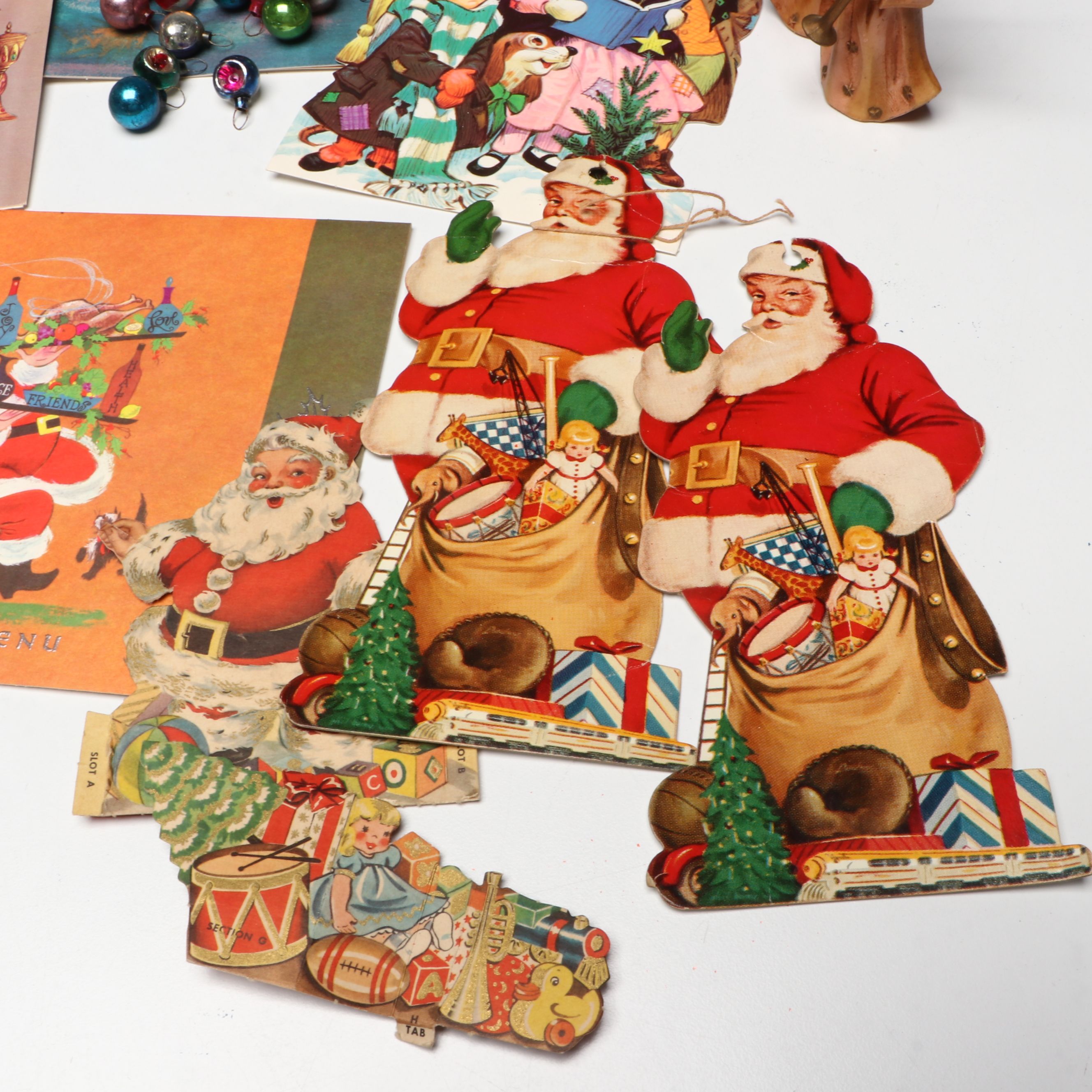 Vintage Mercury Glass Ornaments and Christmas Ephemera, Mid to Late 20th Century