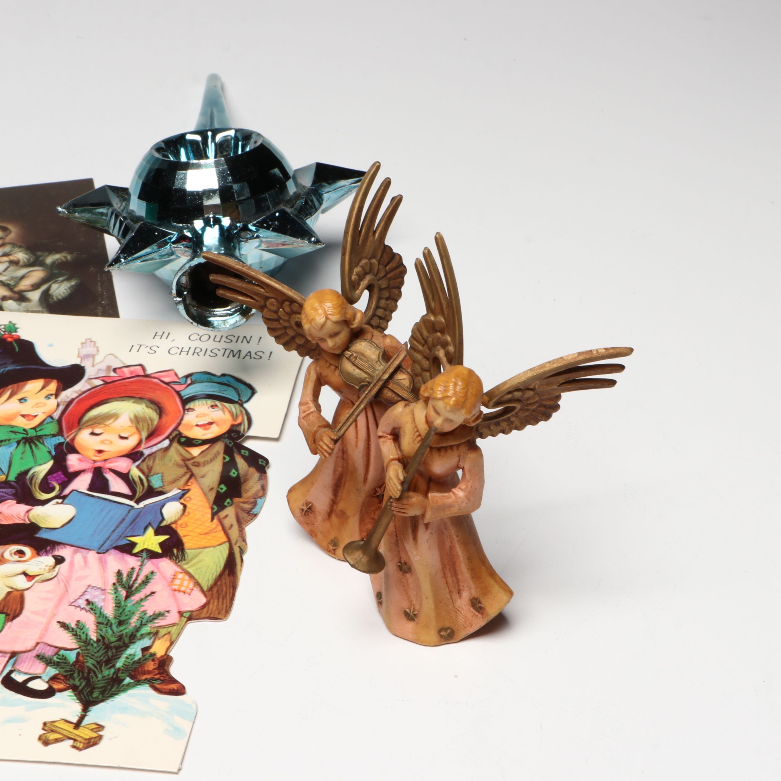 Vintage Mercury Glass Ornaments and Christmas Ephemera, Mid to Late 20th Century