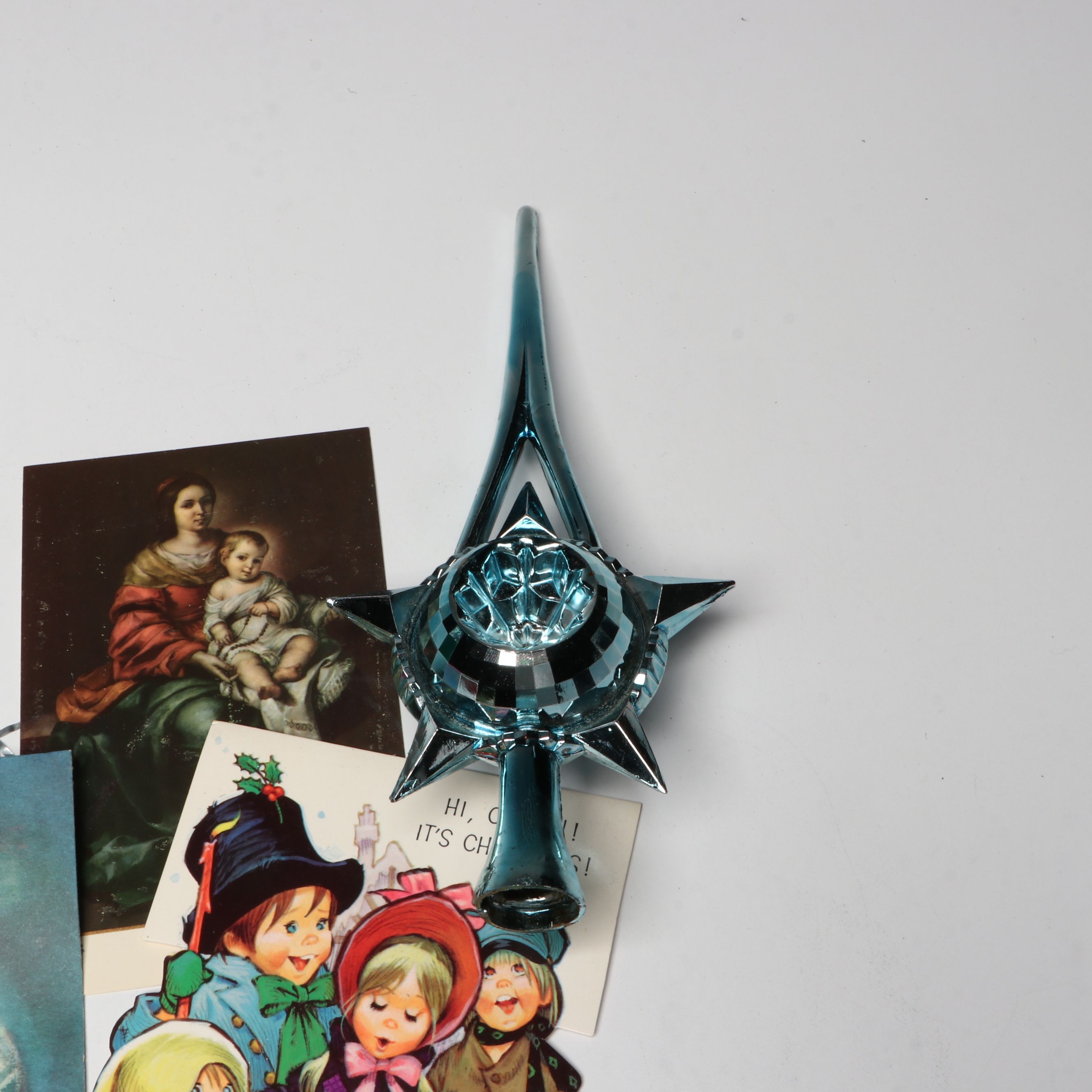 Vintage Mercury Glass Ornaments and Christmas Ephemera, Mid to Late 20th Century