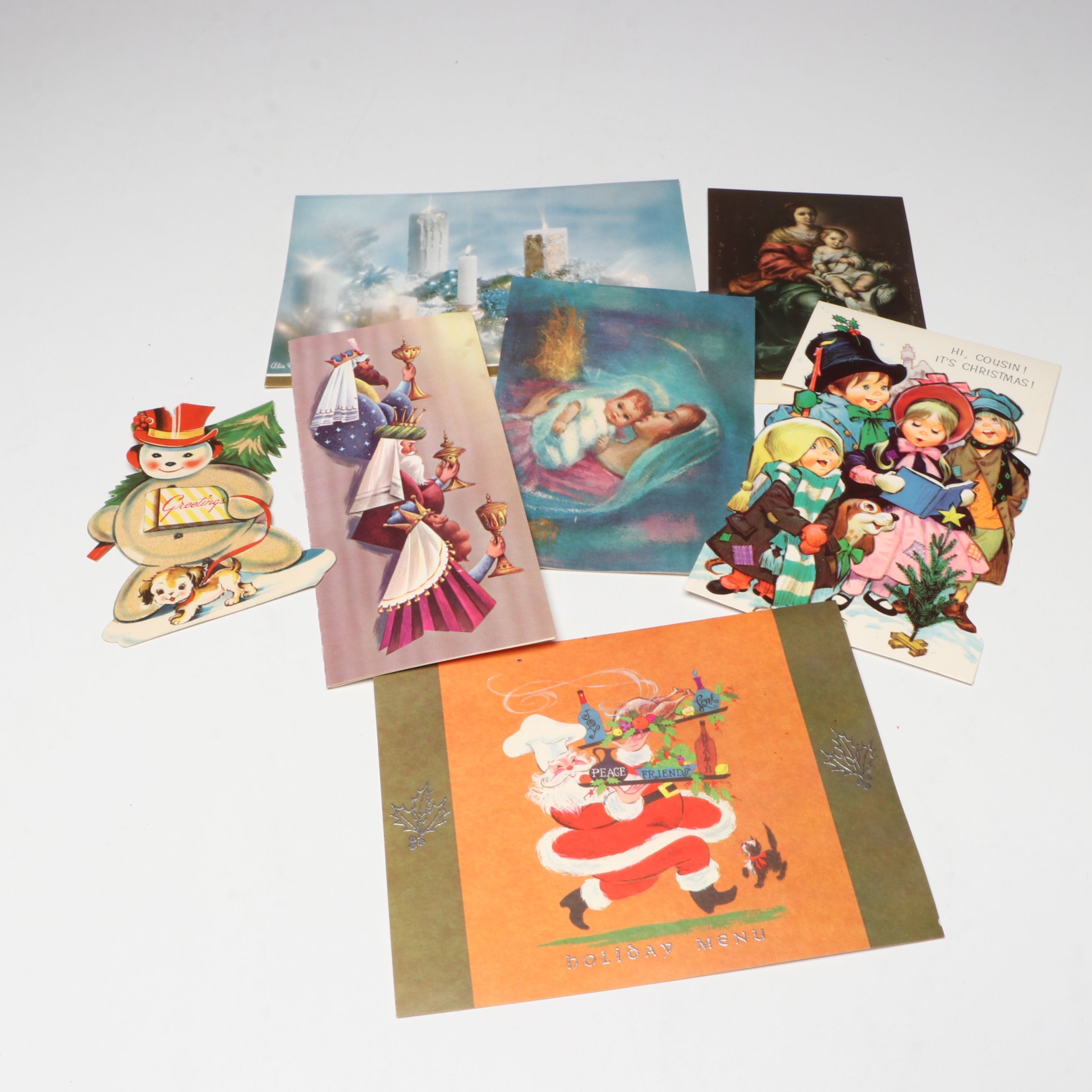 Vintage Mercury Glass Ornaments and Christmas Ephemera, Mid to Late 20th Century